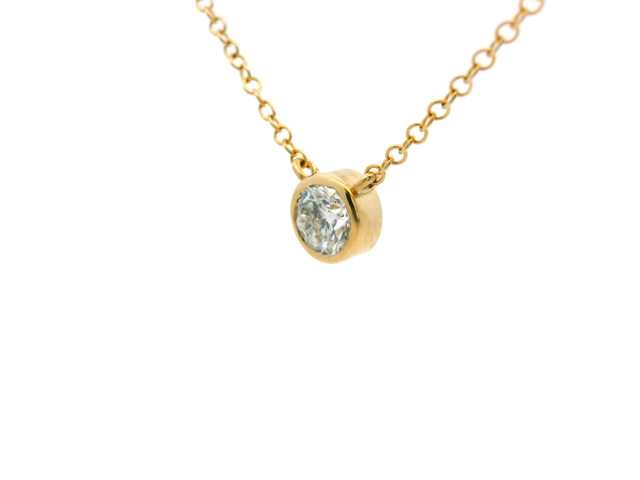 Round Bezel Set Diamond Pendant Necklace