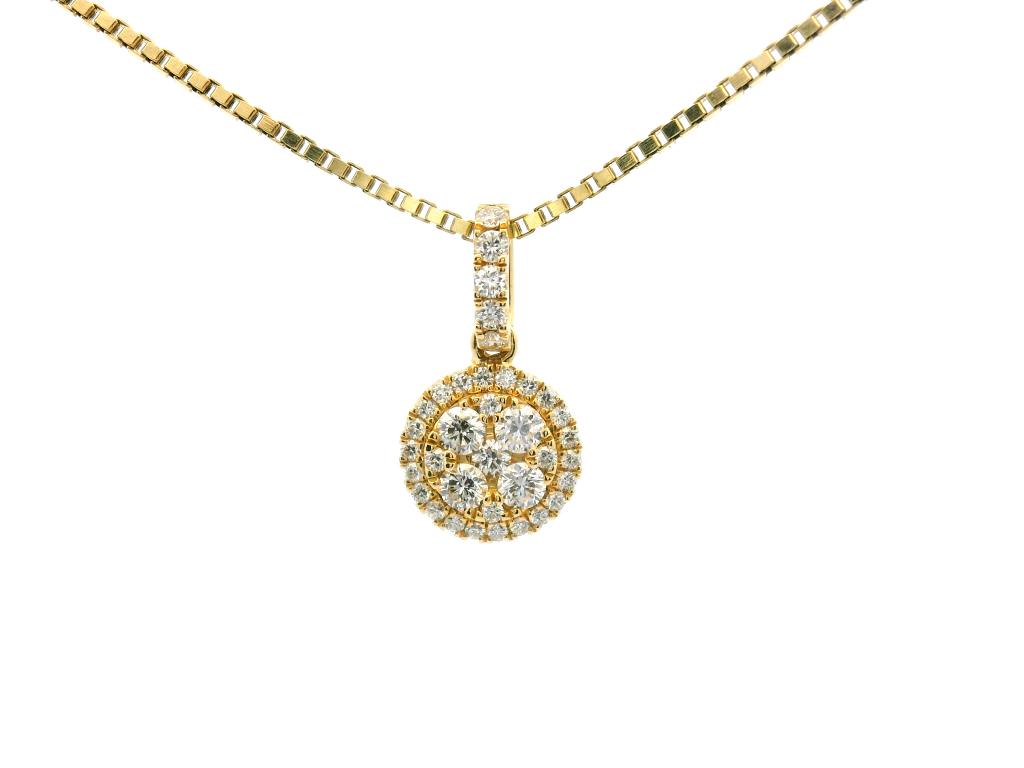 Diamond Cluster Halo Pendant Necklace