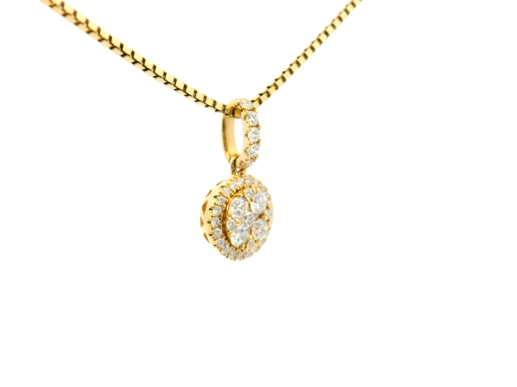 Diamond Cluster Halo Pendant Necklace