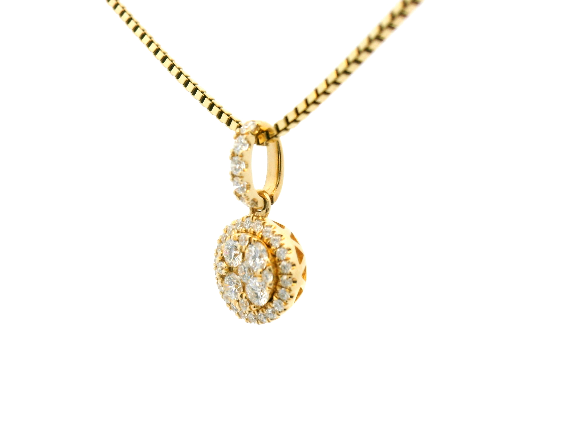 Diamond Cluster Halo Pendant Necklace