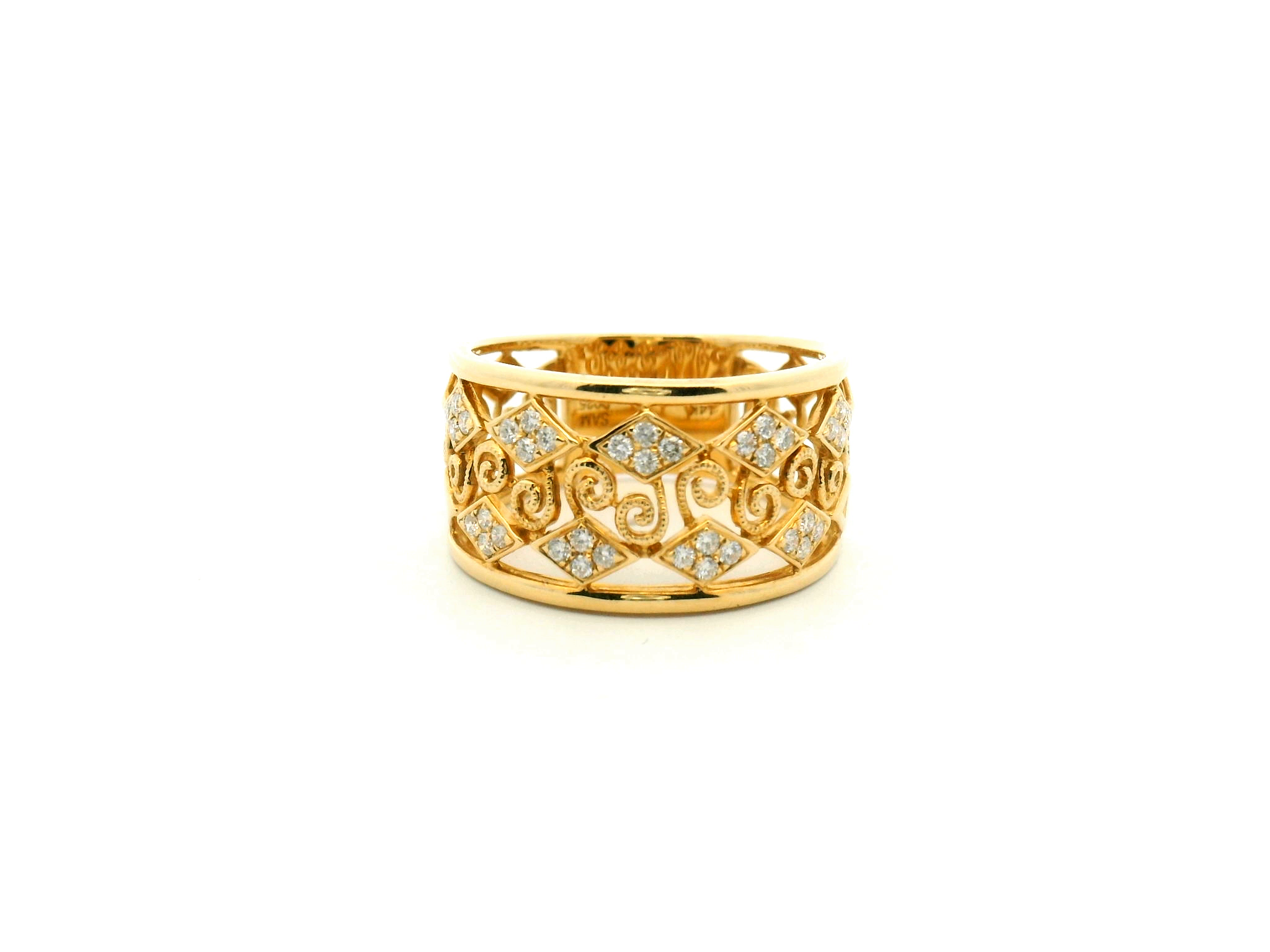 Diamond Cluster Scrollwork Fashion Ring