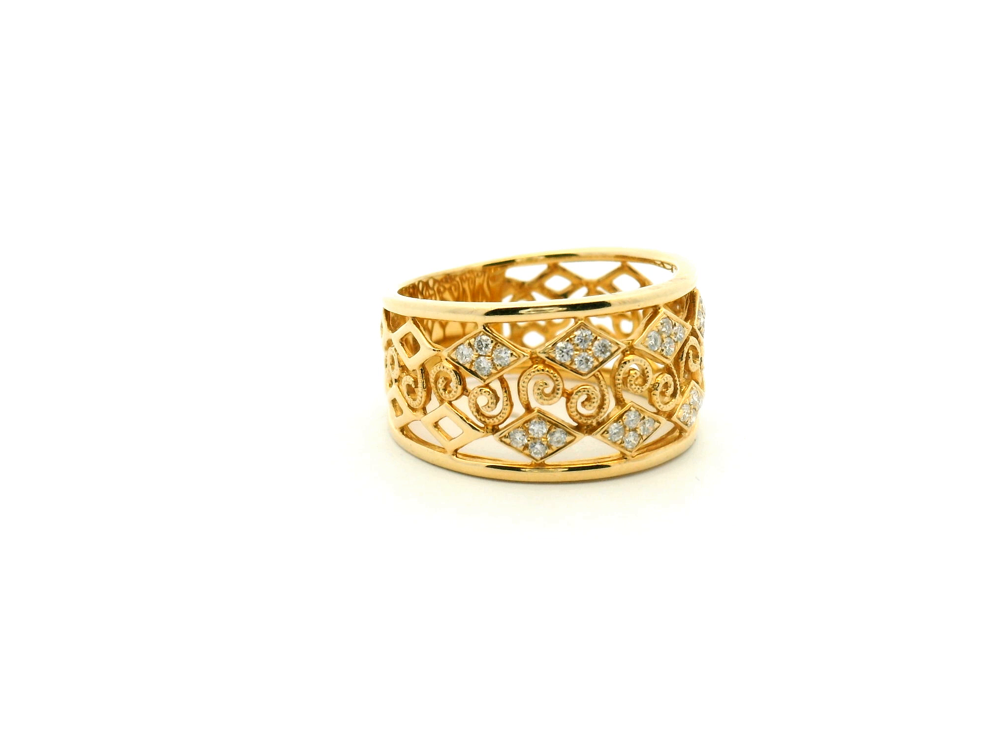Diamond Cluster Scrollwork Fashion Ring