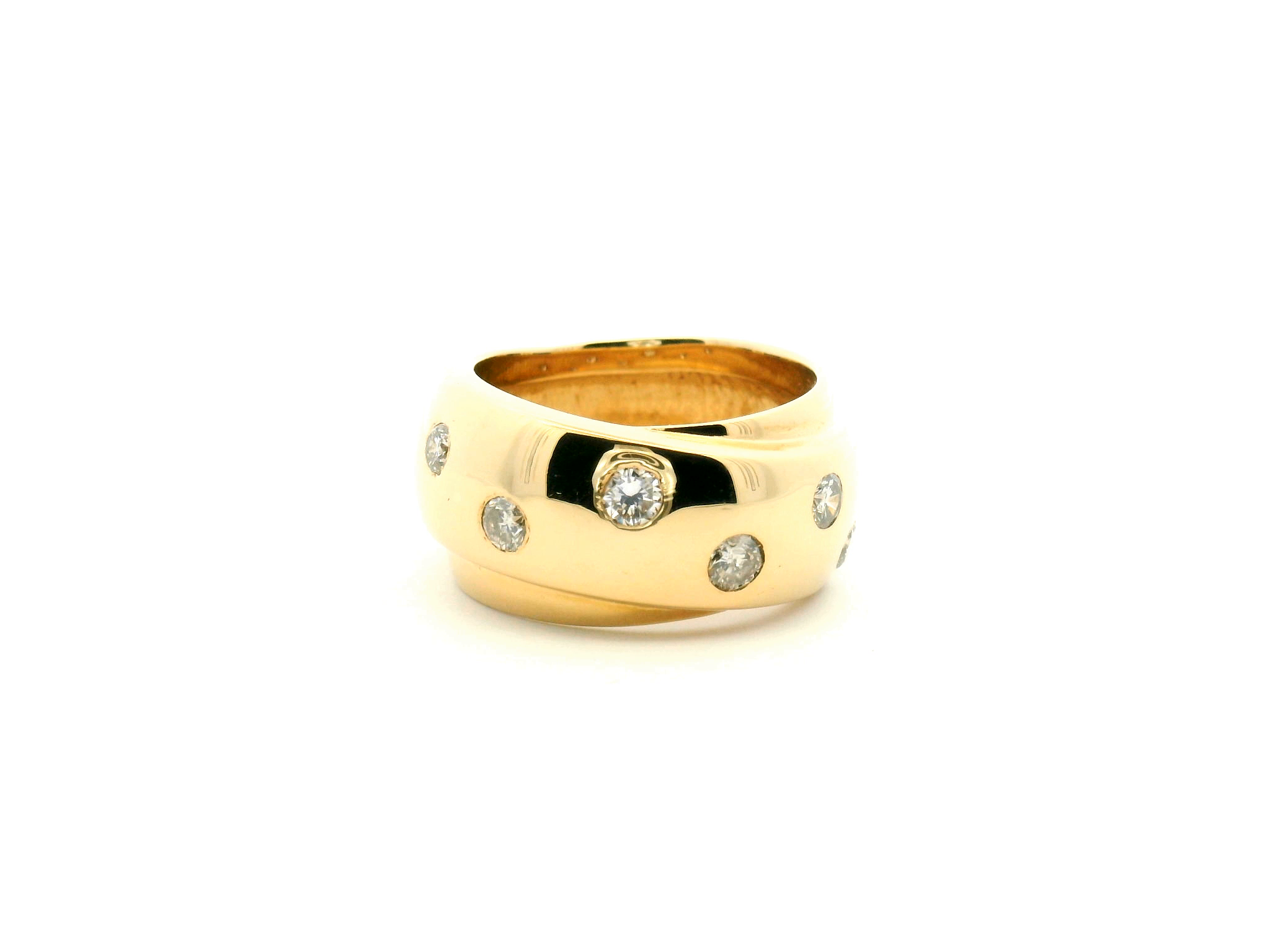 Flush Set Diamond Rolled Fashion Ring