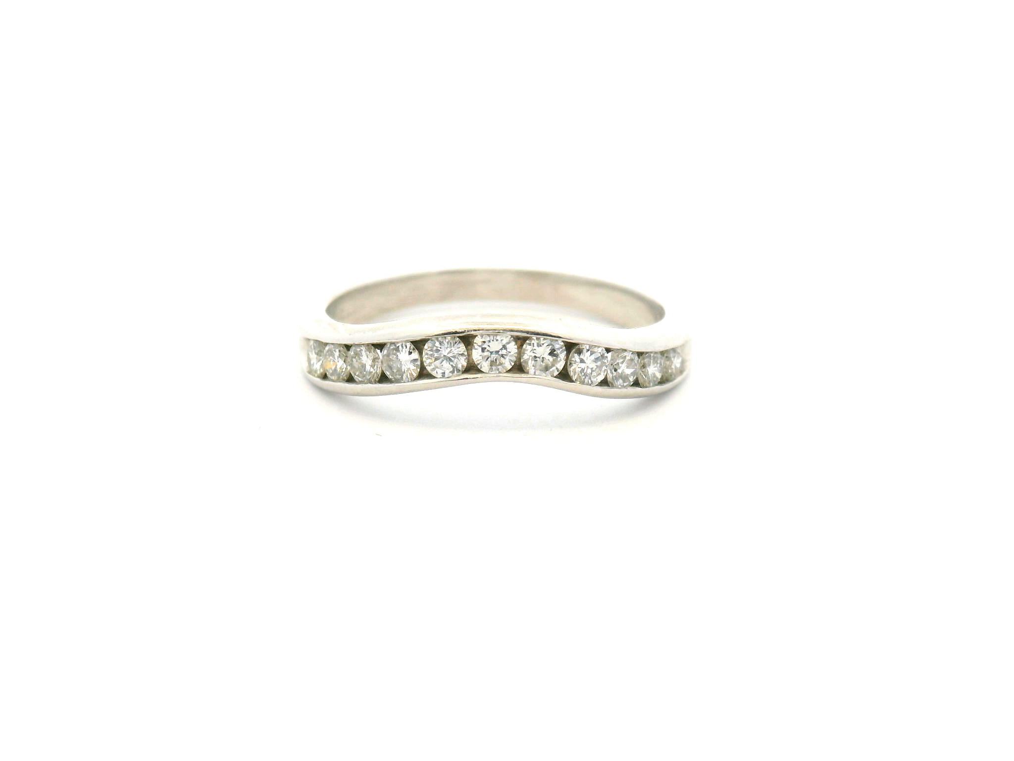 Channel Set Diamond Contour Wedding Band
