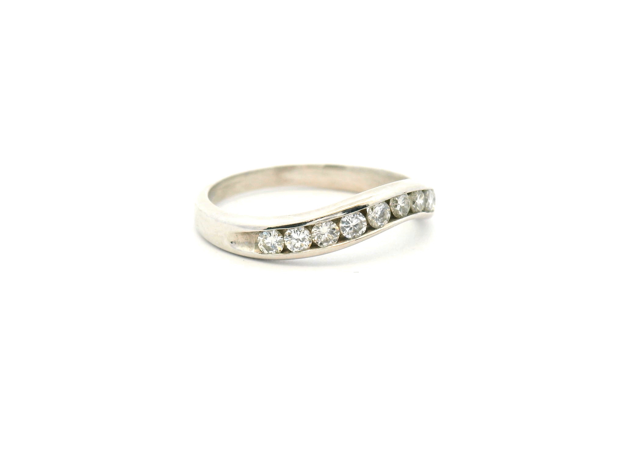 Channel Set Diamond Contour Wedding Band