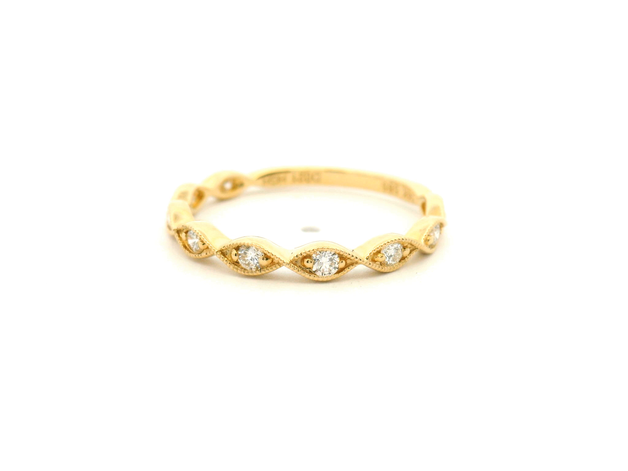 Diamond Milgrain Wave Wedding Band