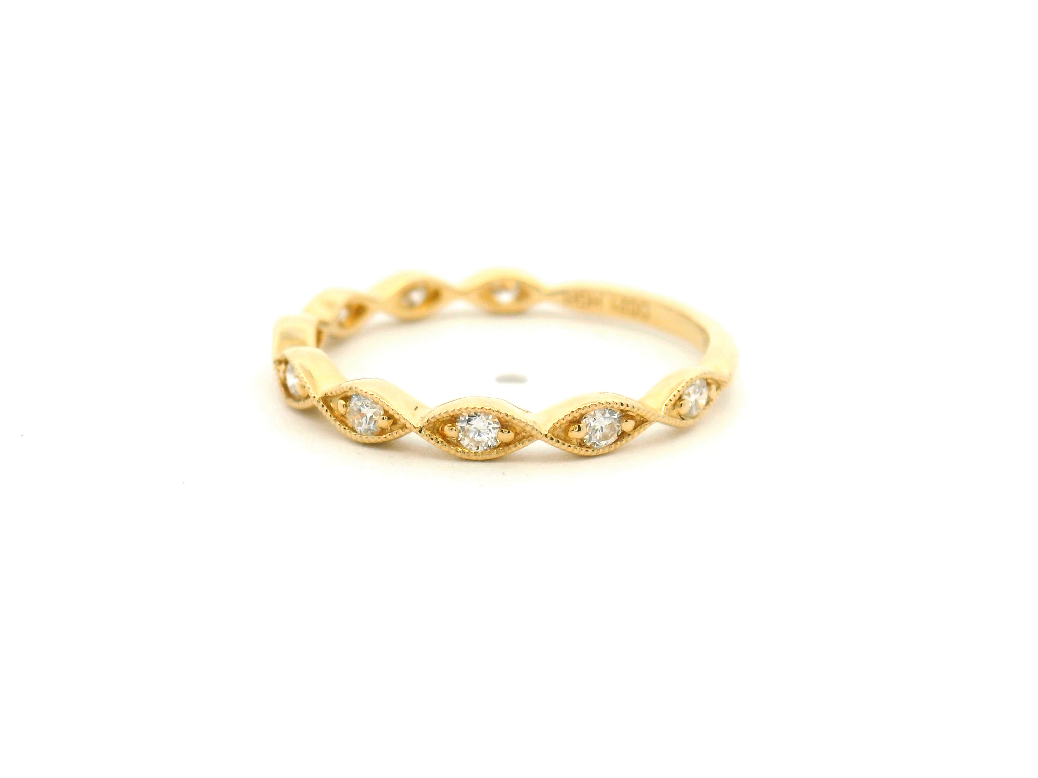 Diamond Milgrain Wave Wedding Band