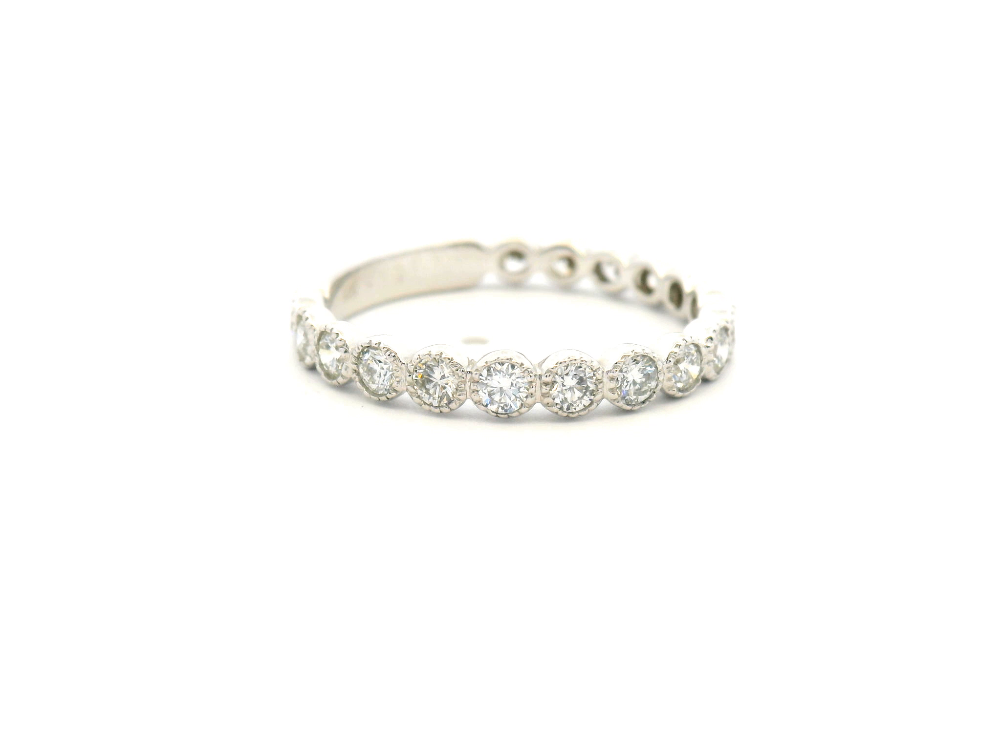 Bezel Set Round Diamond Milgrain Band