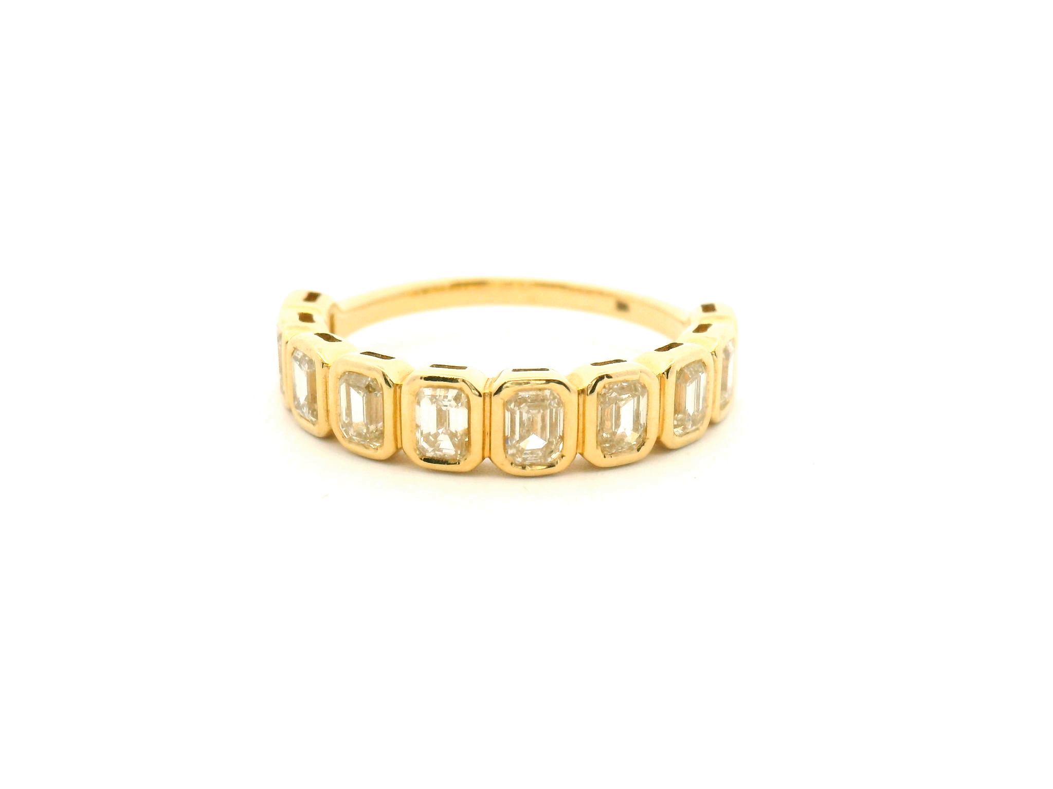 Vertically Bezel Set Emerald Cut Diamond Fashion Ring