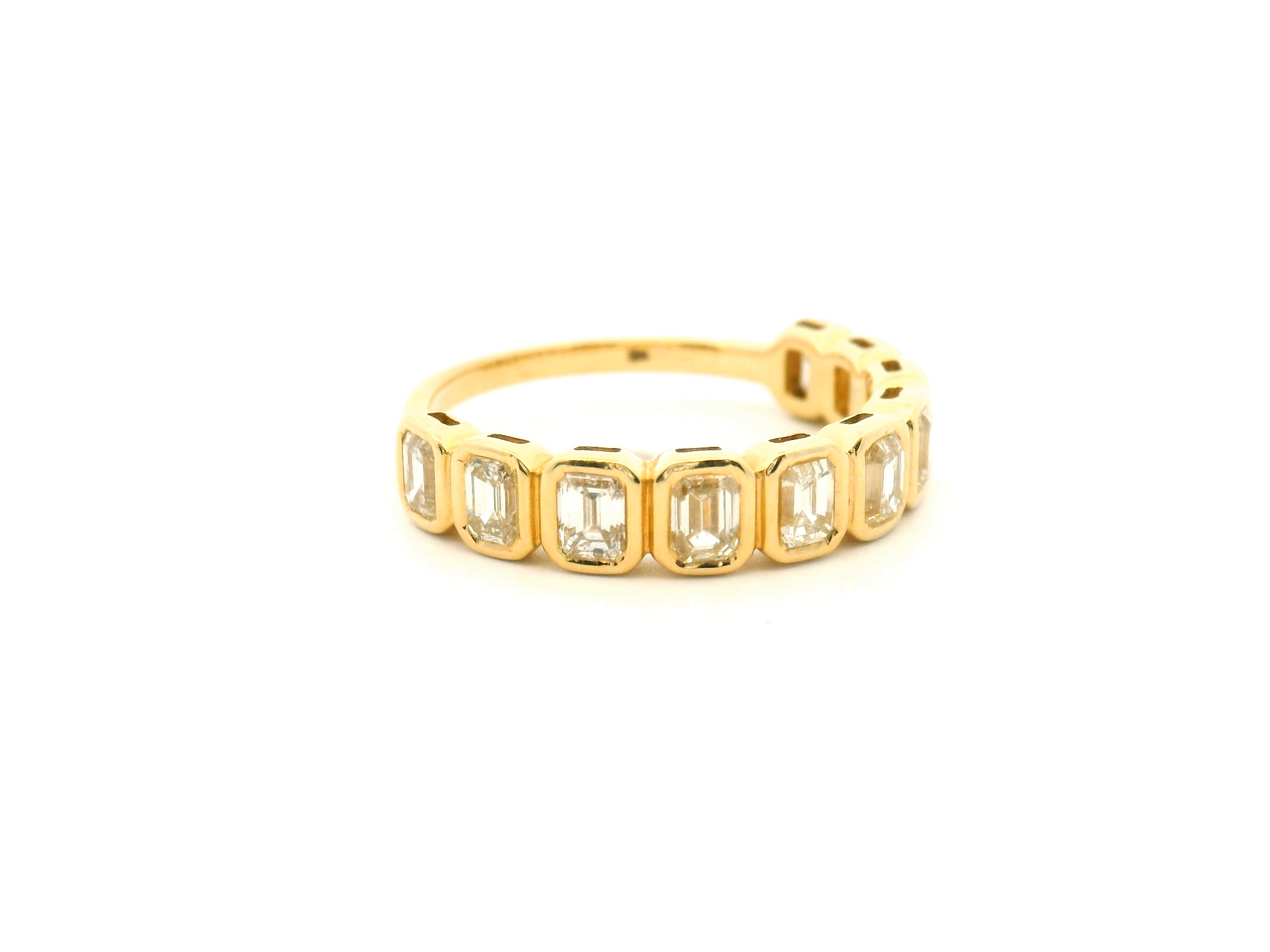 Vertically Bezel Set Emerald Cut Diamond Fashion Ring