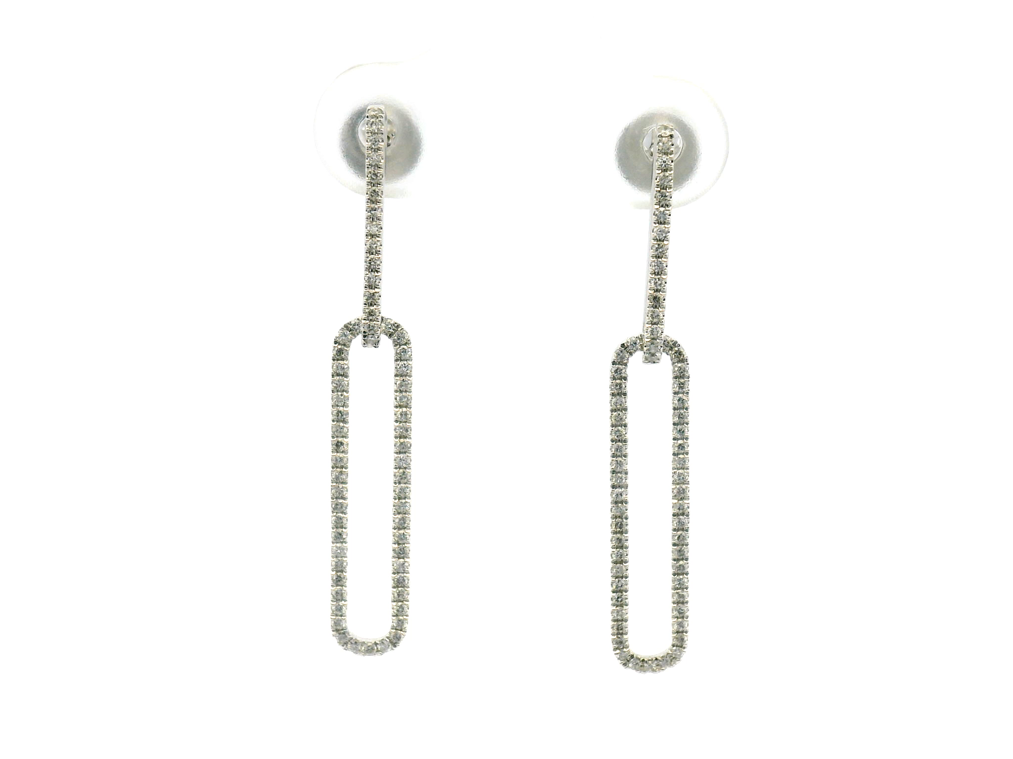 Diamond Paperclip Dangle Earrings