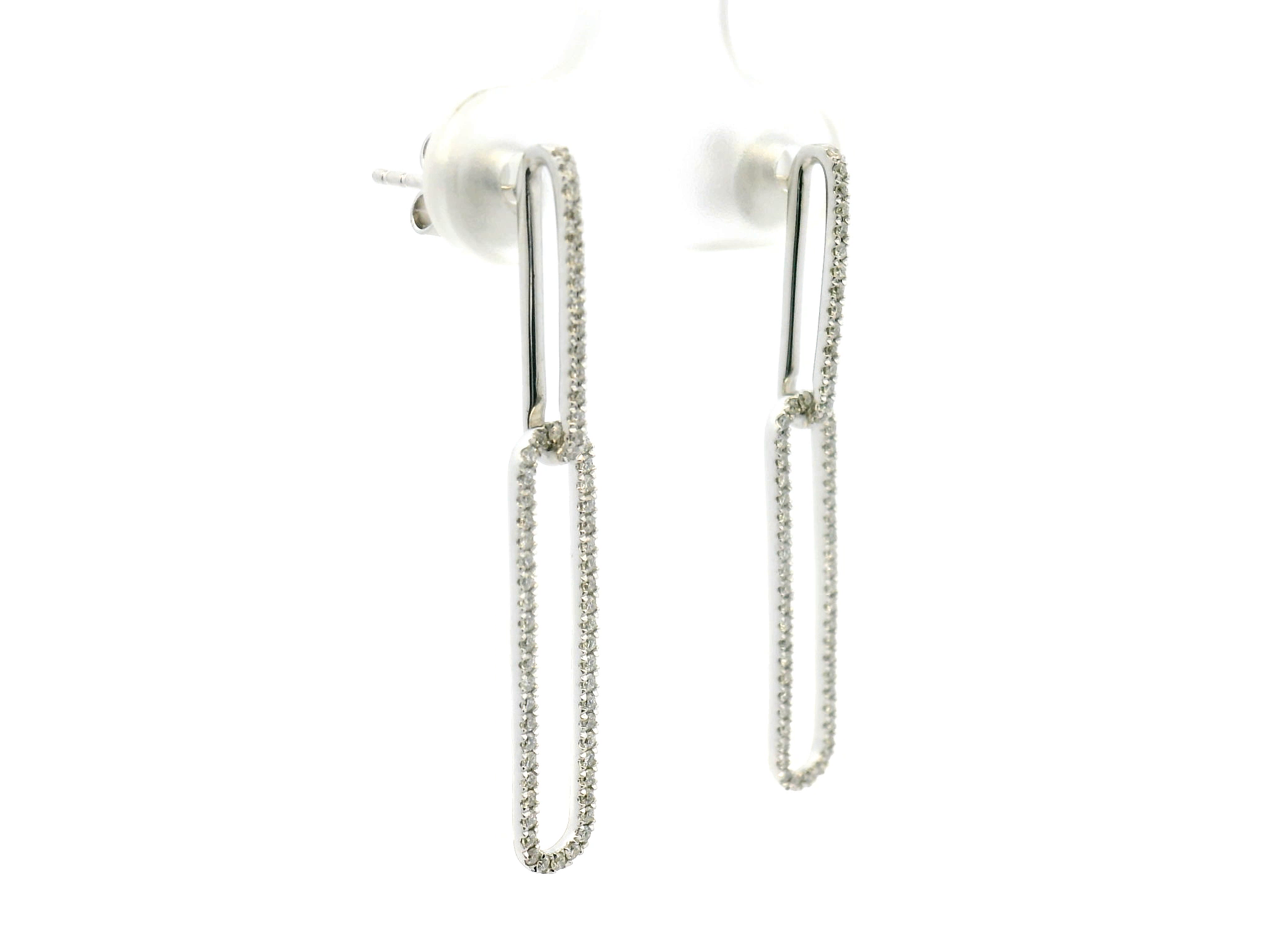 Diamond Paperclip Dangle Earrings
