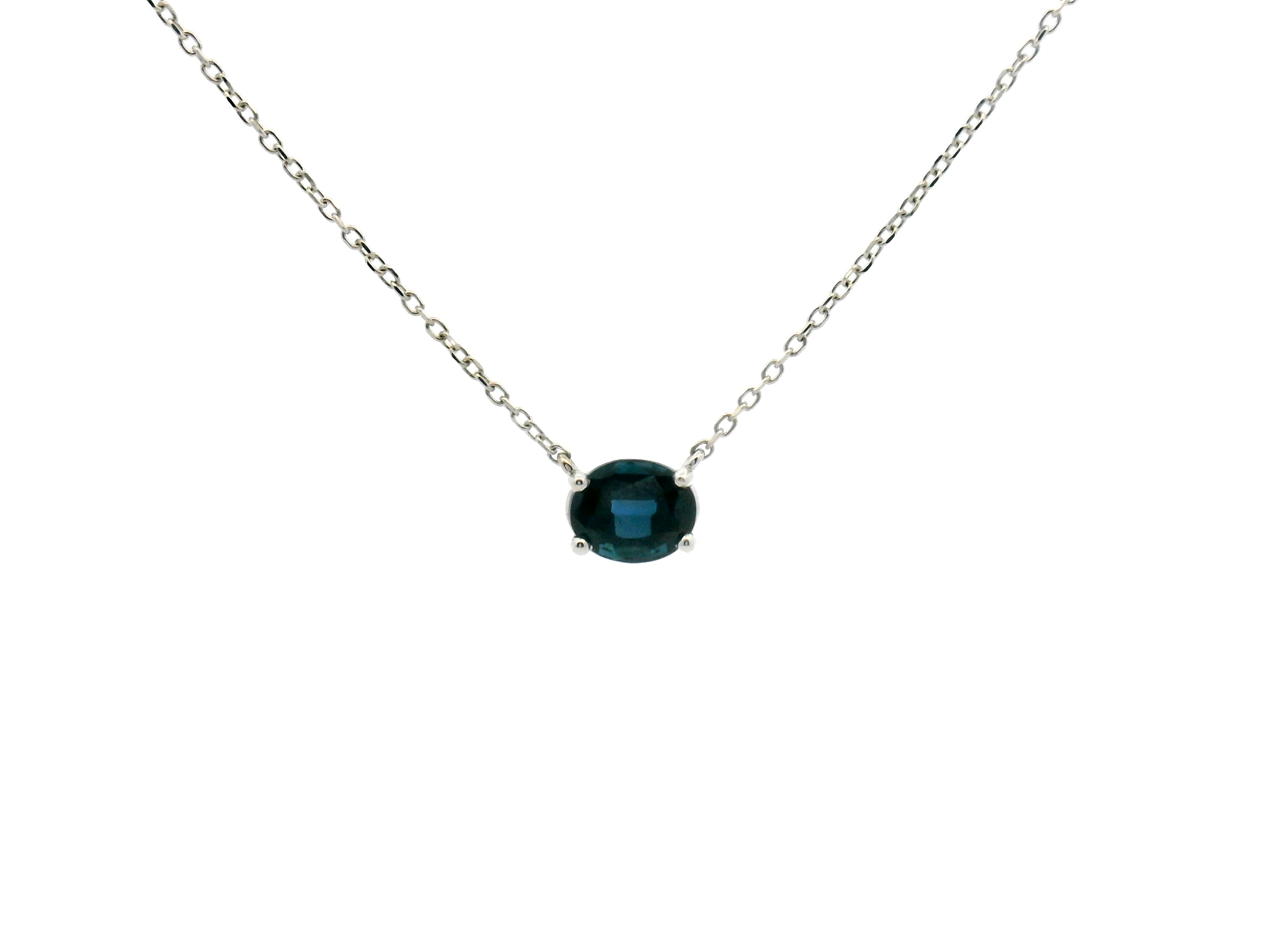 Oval Sapphire Stationary Pendant Necklace