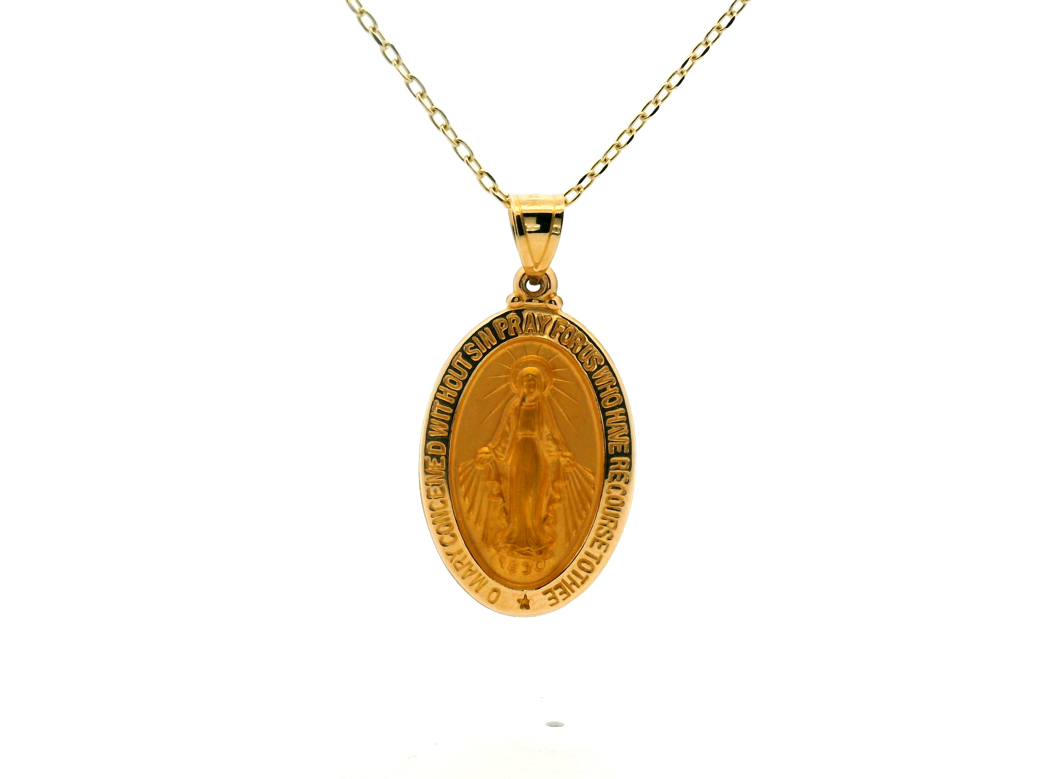 Miraculous Medal Oval Pendant Necklace