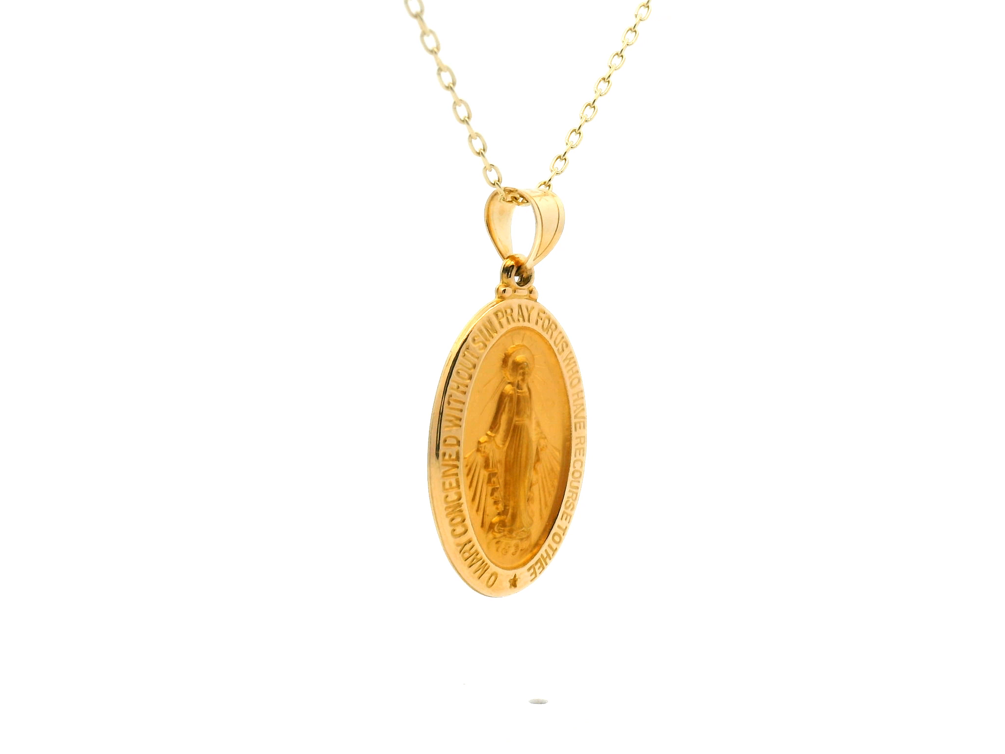 Miraculous Medal Oval Pendant Necklace
