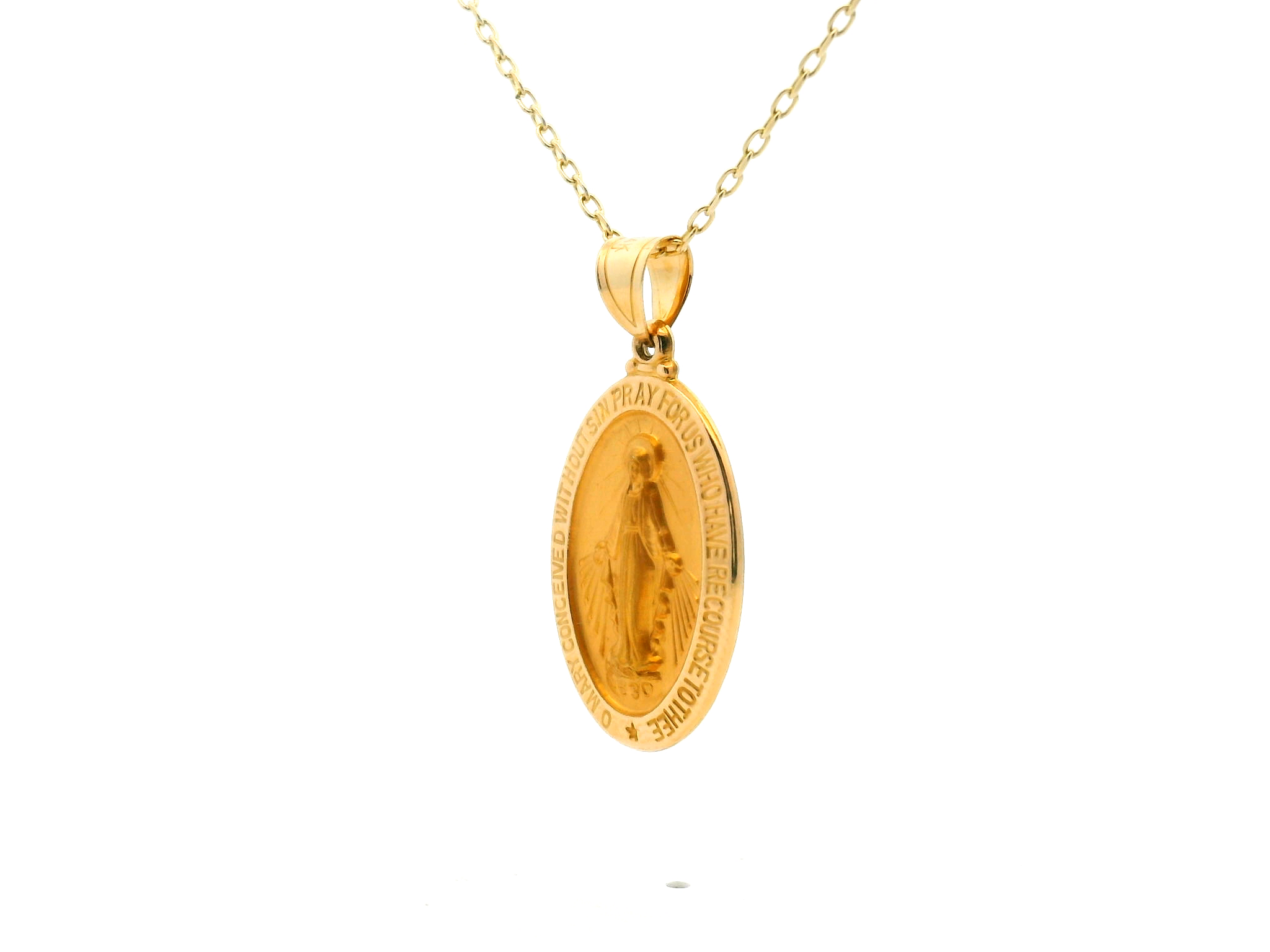 Miraculous Medal Oval Pendant Necklace