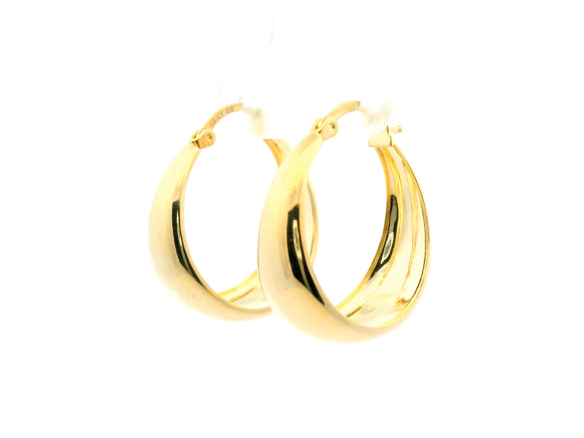 Tapered Yellow Gold Hoop Earrings