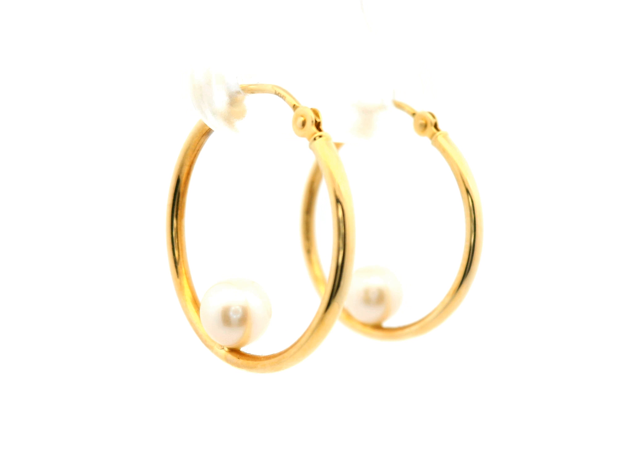 Pearl Drop Hoop Earrings