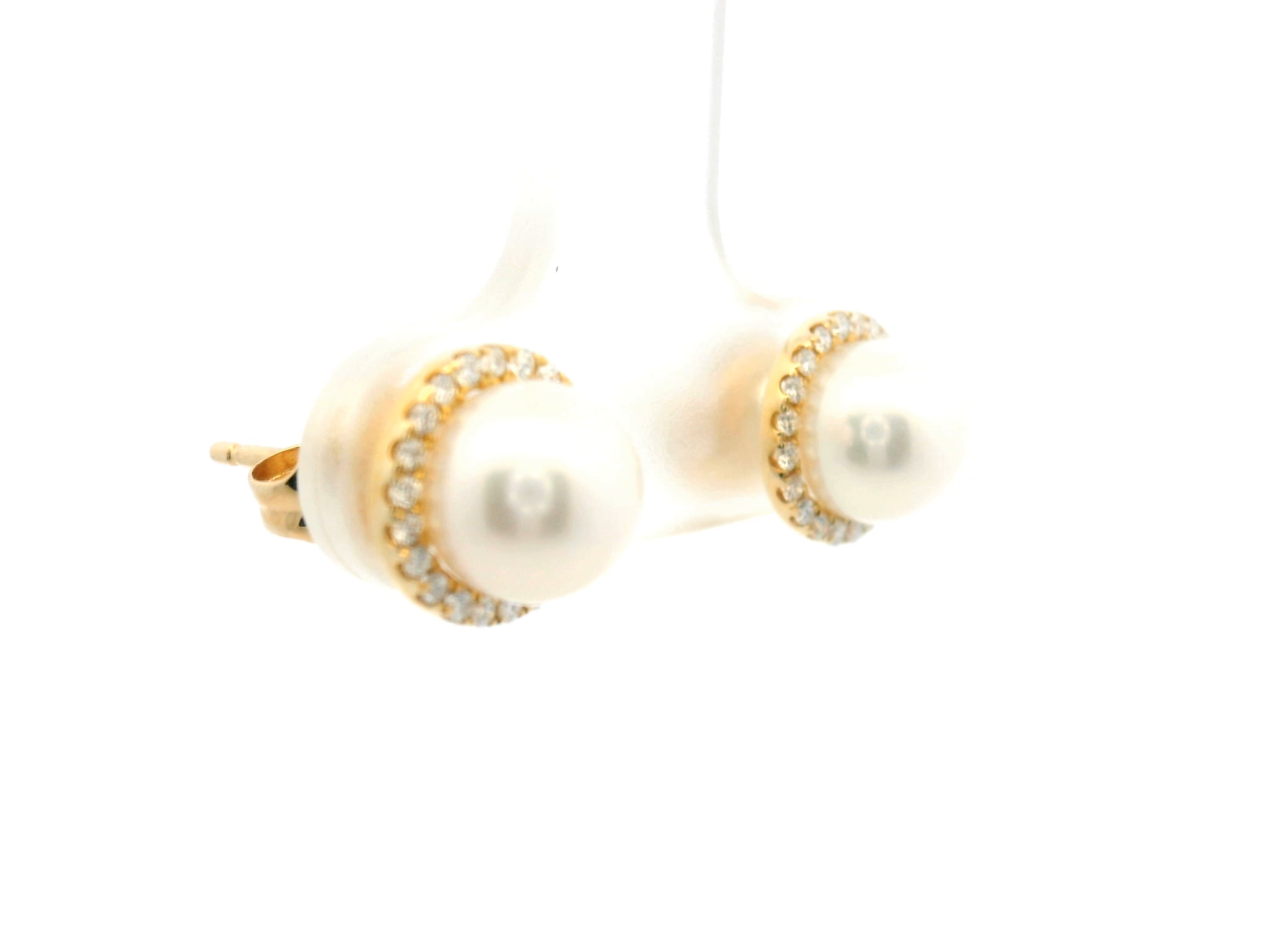 Pearl and Diamond Halo Stud Earrings