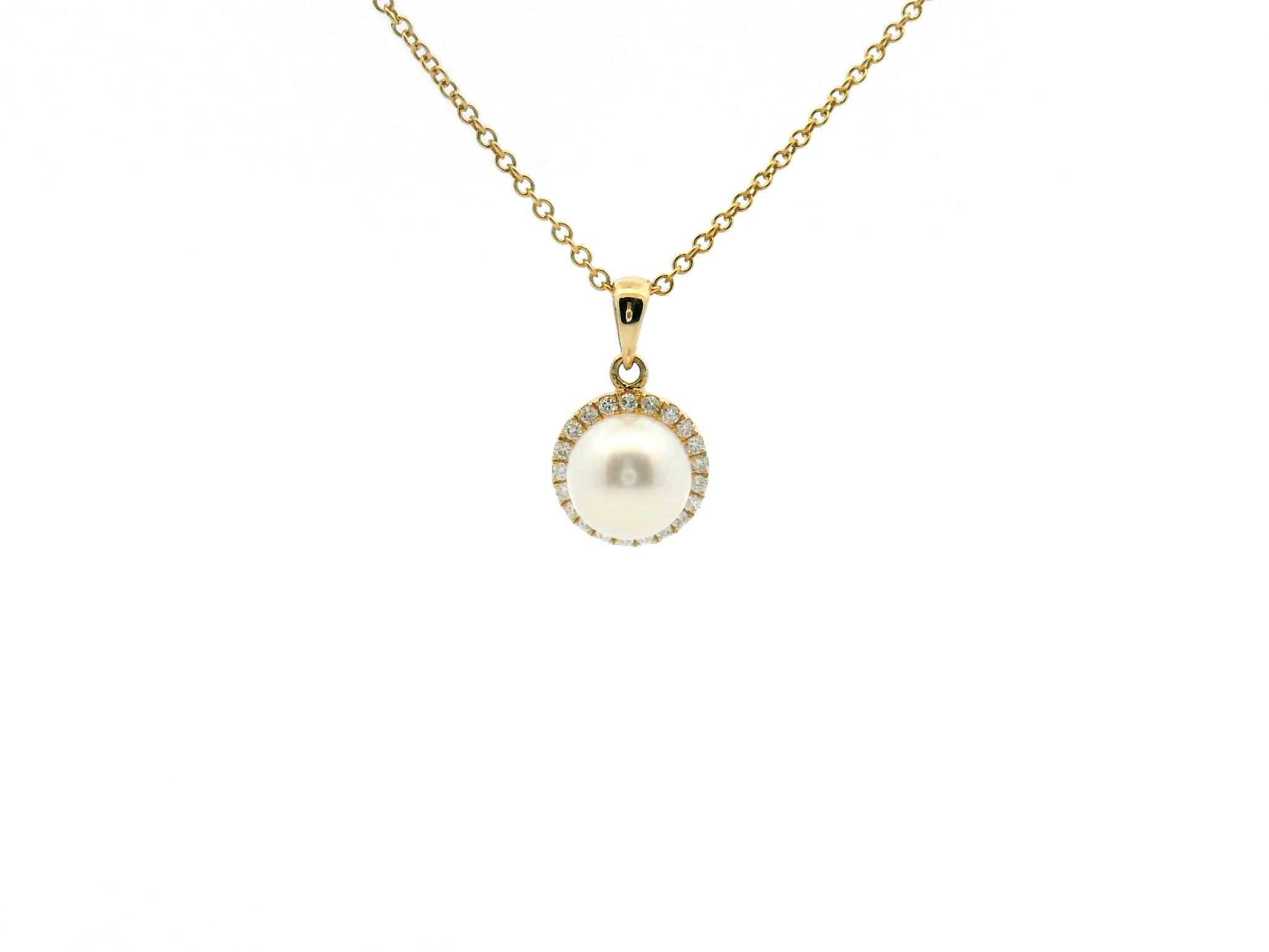 Pearl Diamond Halo Pendant
