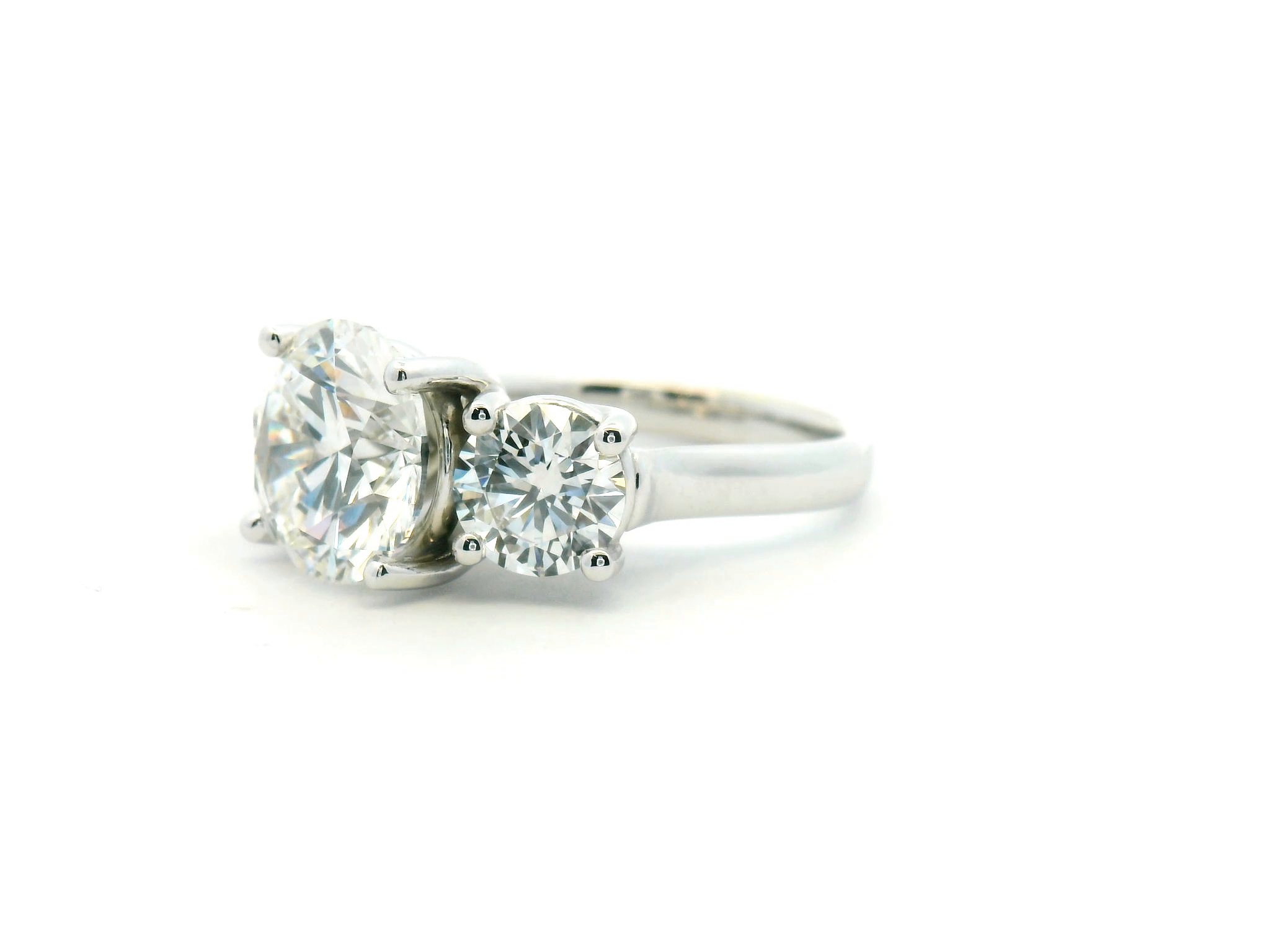 Round Three Stone Diamond Engagement Ring