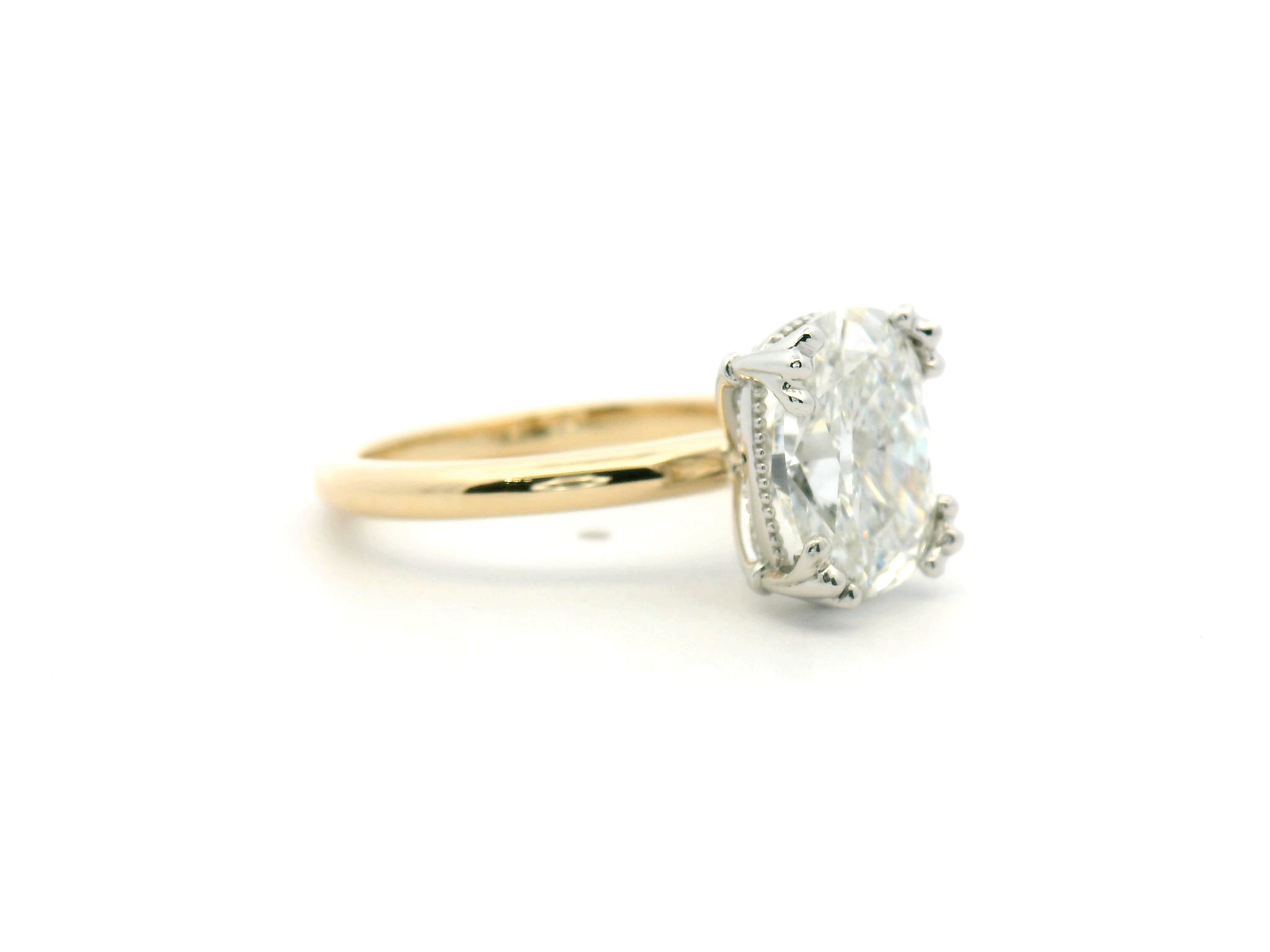 Elongated Cushion Diamond Solitaire Engagement Ring