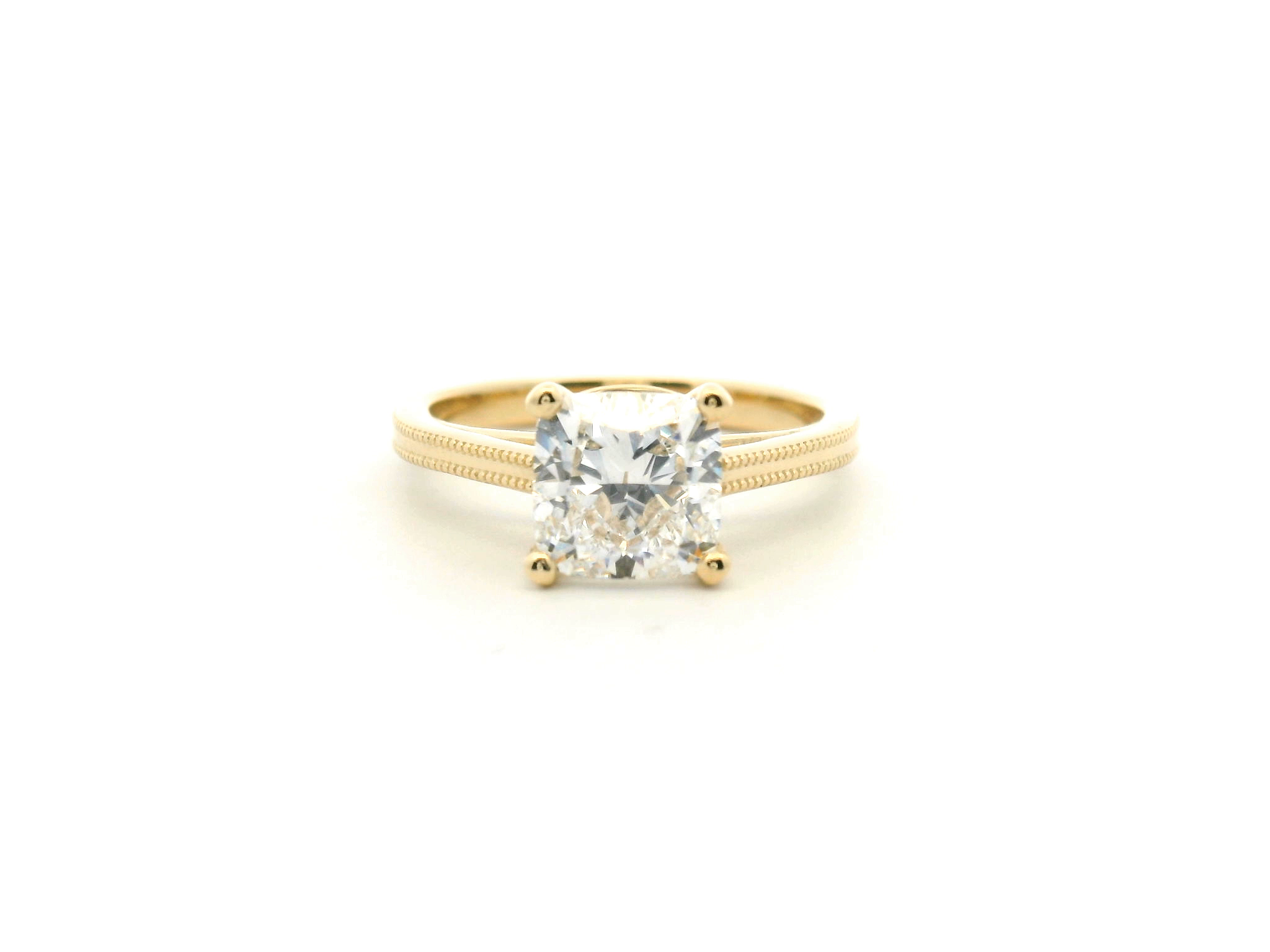 Cushion Diamond Milgrain Engagement Ring