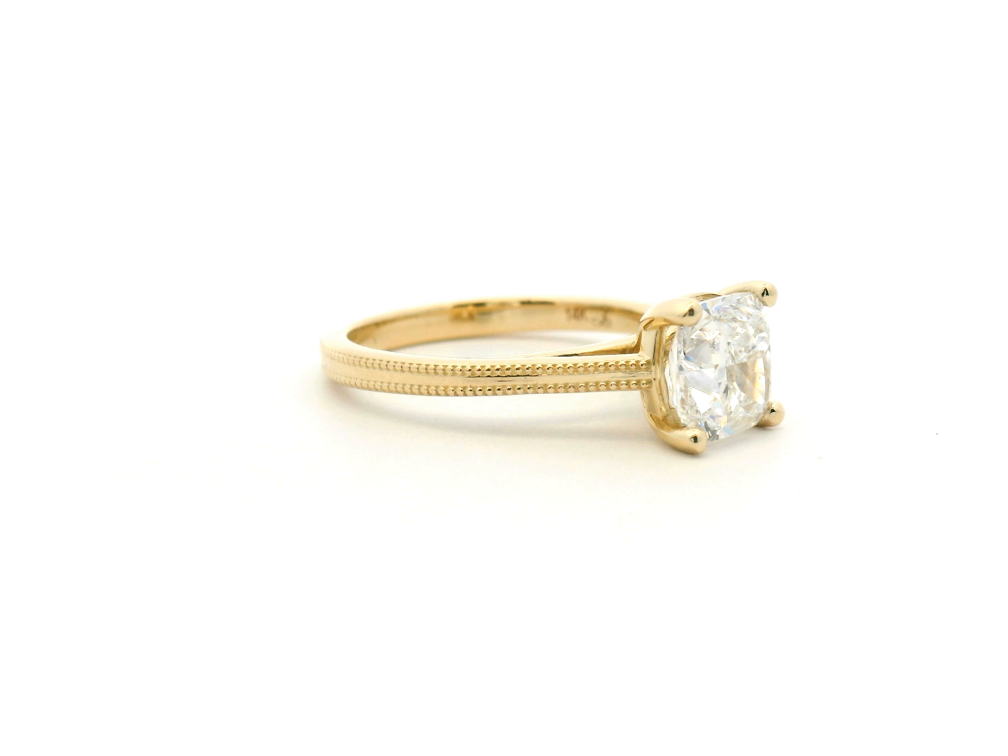 Cushion Diamond Milgrain Engagement Ring