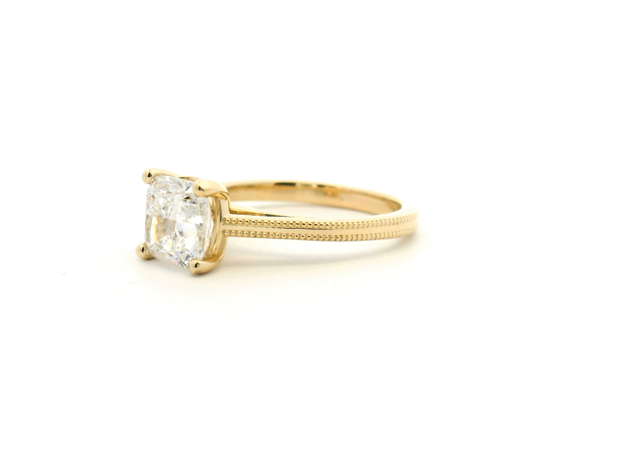 Cushion Diamond Milgrain Engagement Ring