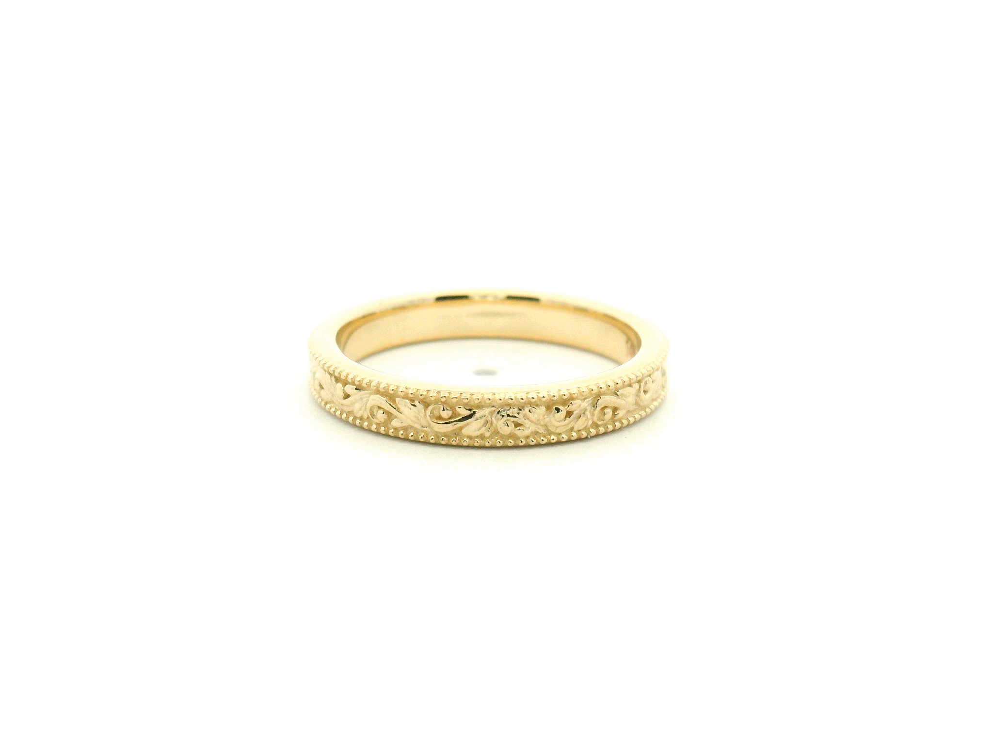 Engraved Milgrain Scroll Wedding Band