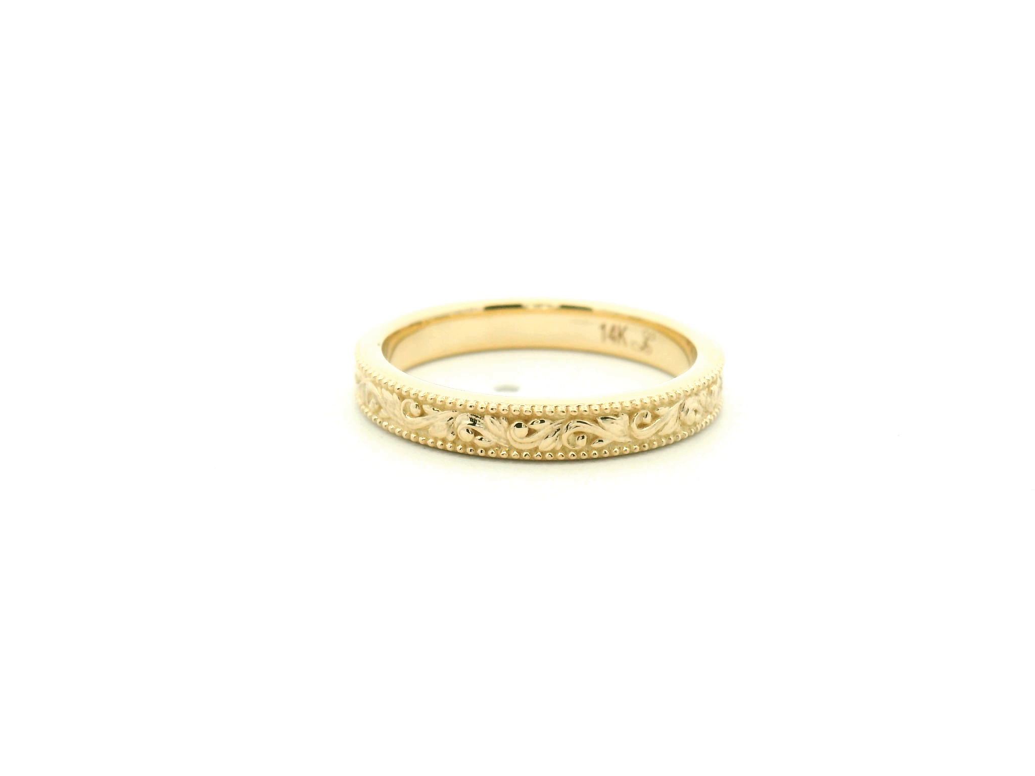 Engraved Milgrain Scroll Wedding Band