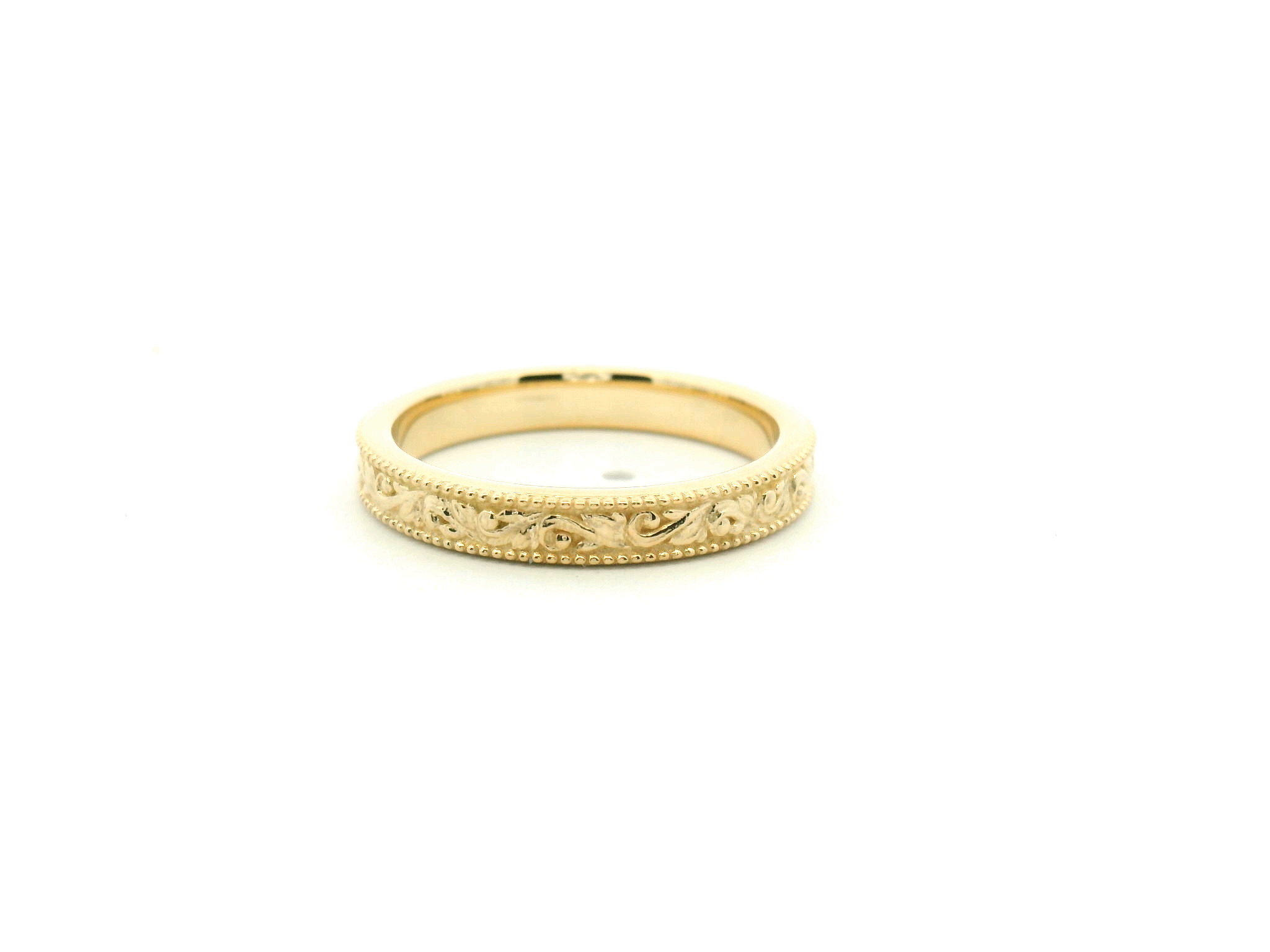 Engraved Milgrain Scroll Wedding Band