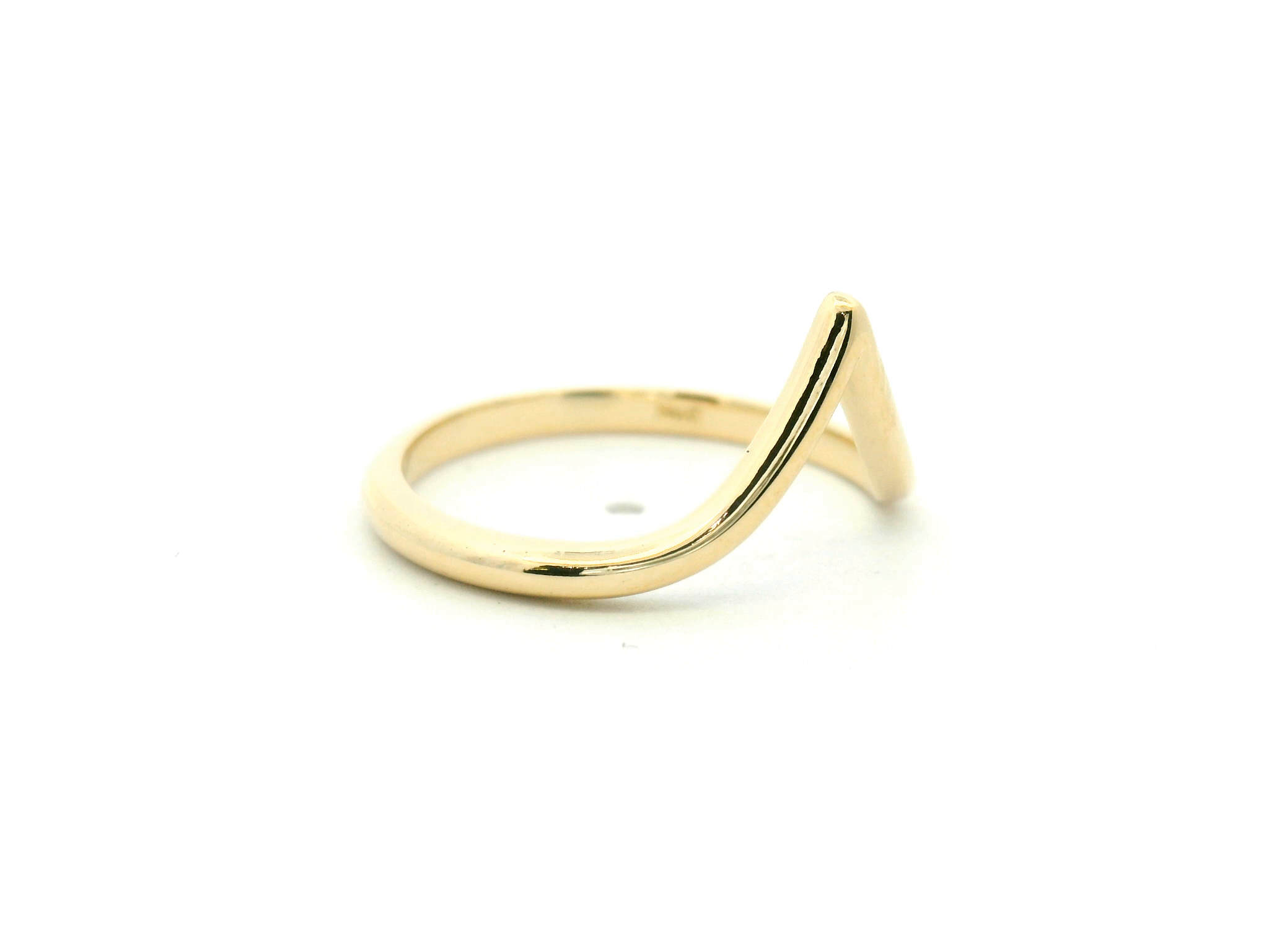 Contoured V-Shape Yellow Gold Wedding Band