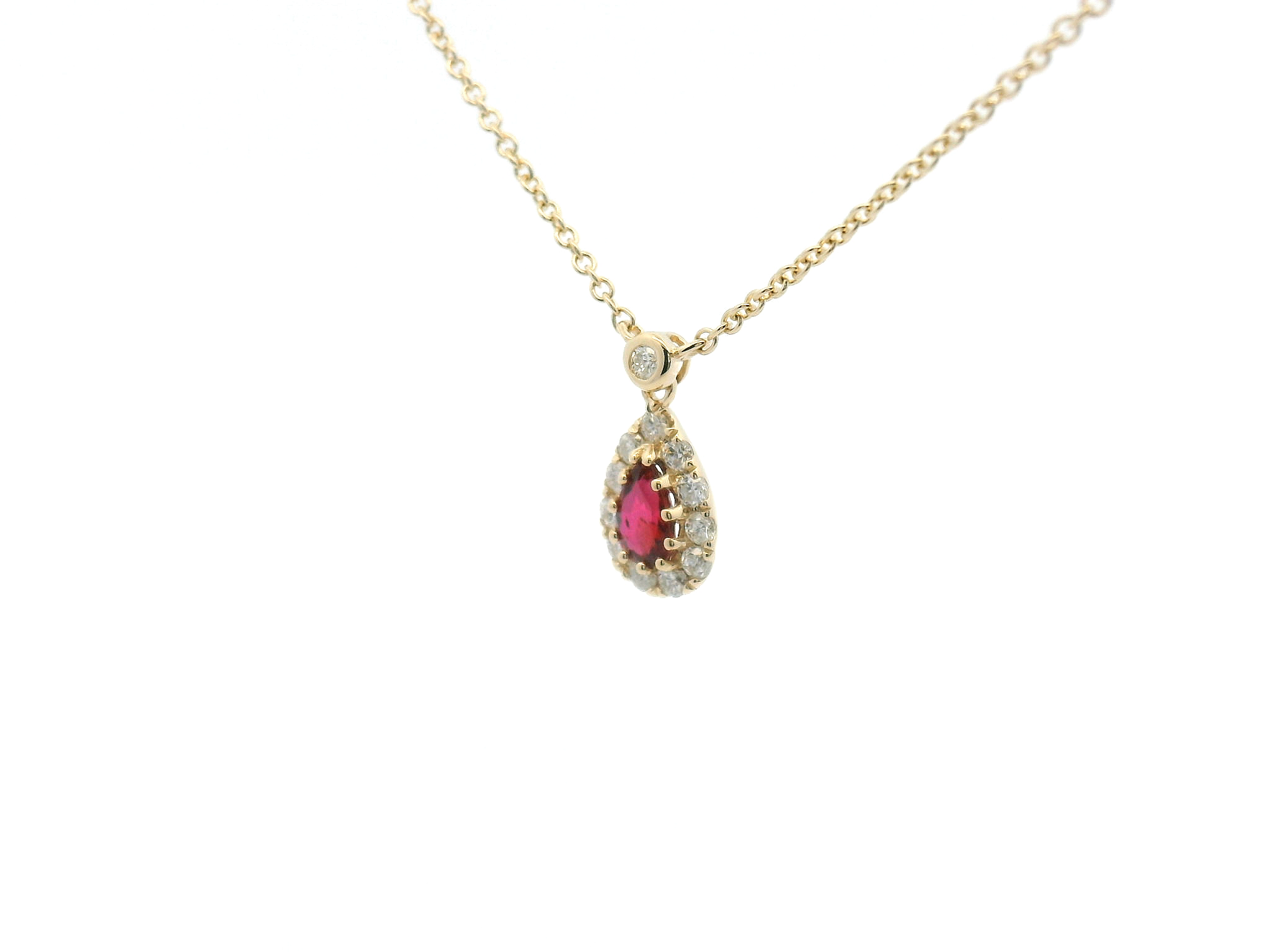 Ruby Halo Pendant Necklace