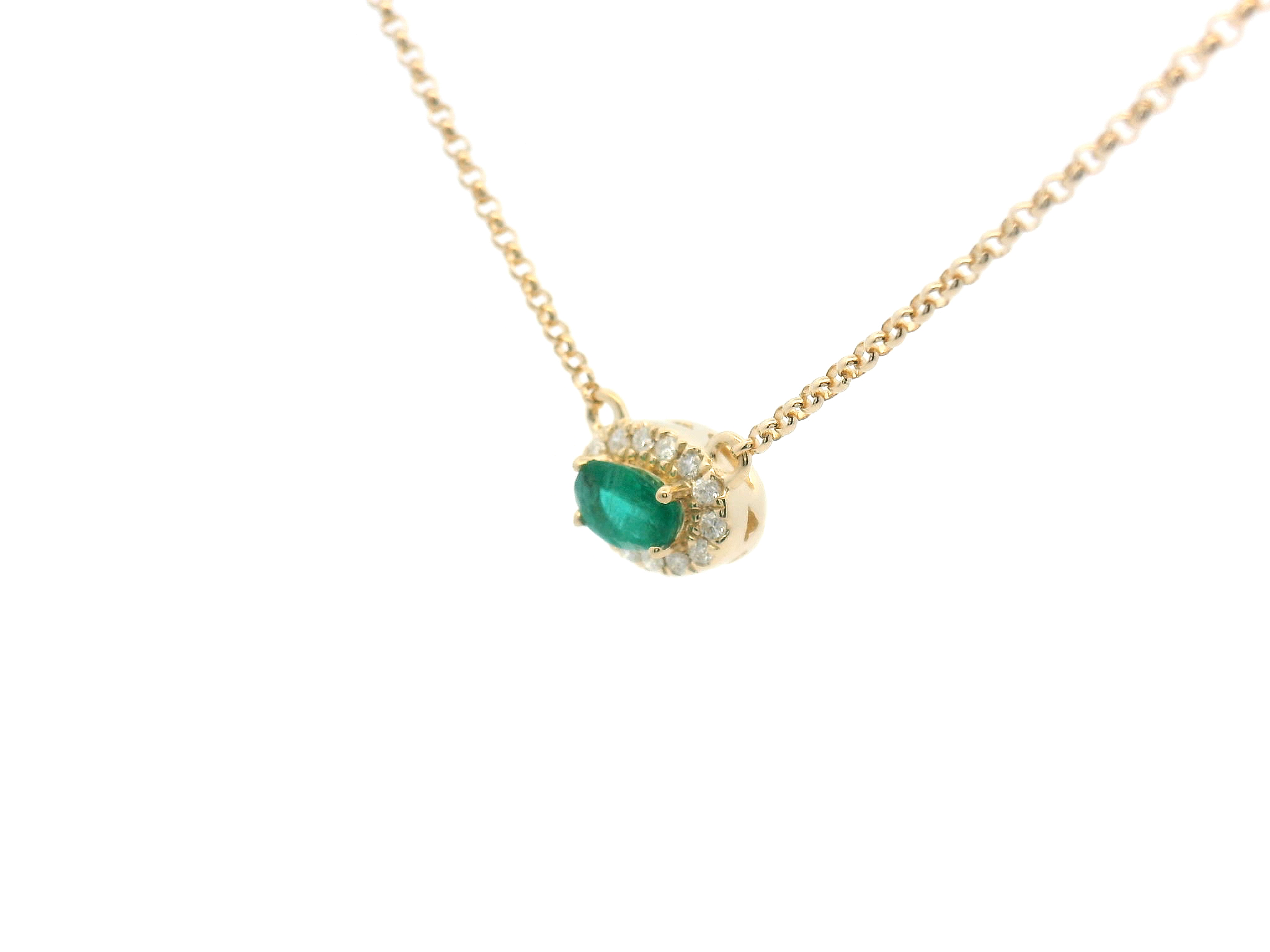 Emerald Halo Pendant Necklace