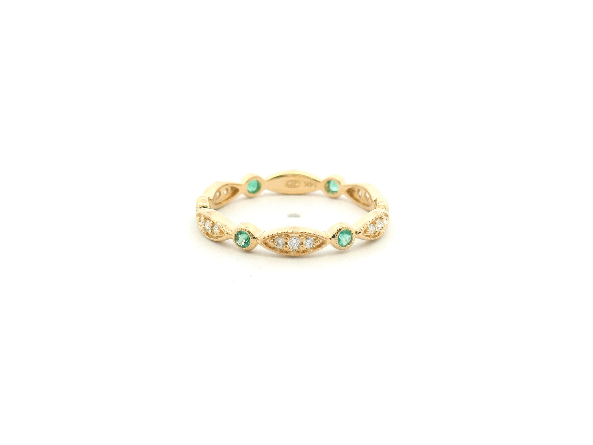 Emerald and Diamond Marquise Band