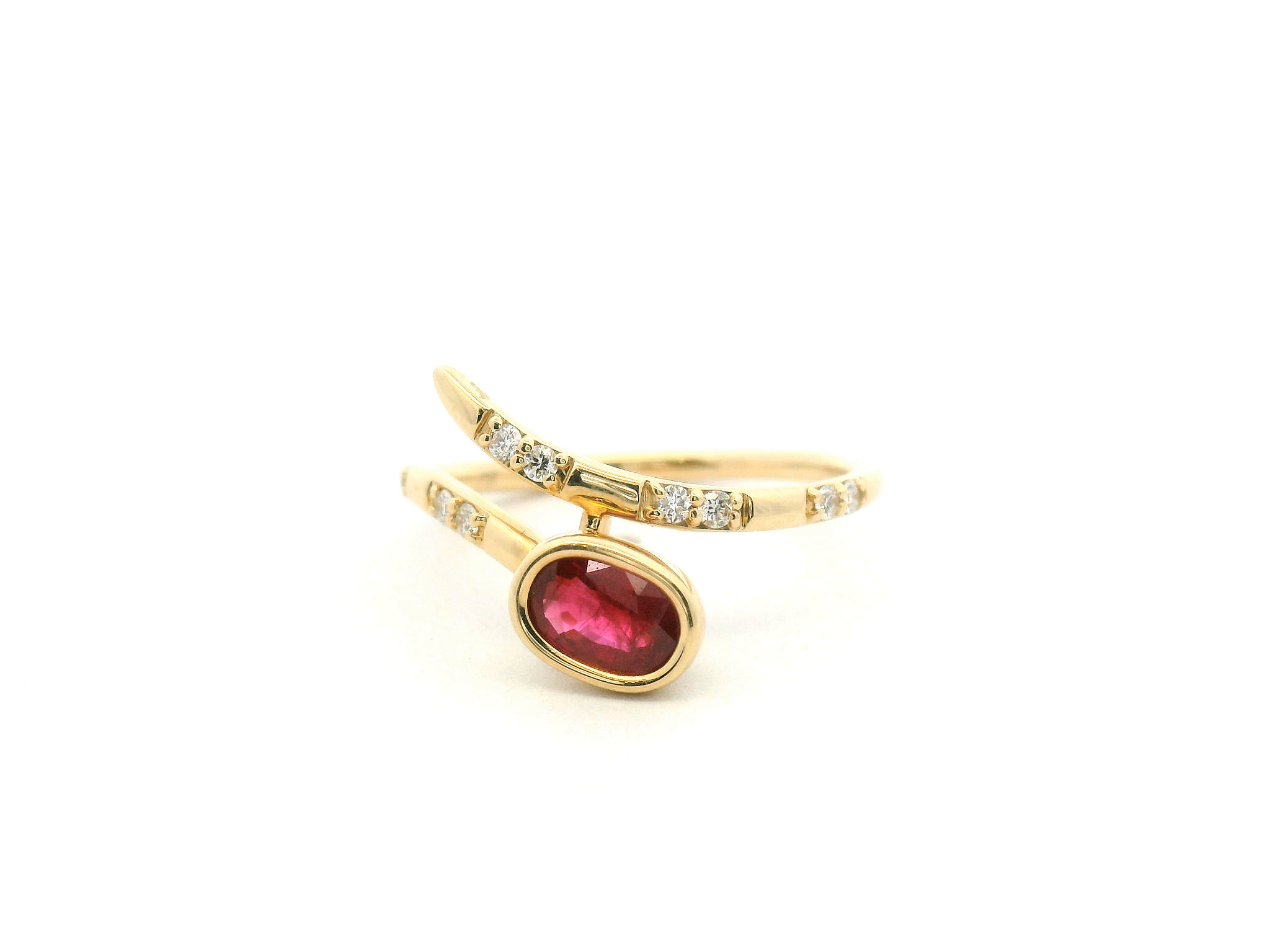 Ruby Bezel and Diamond Wrap Ring