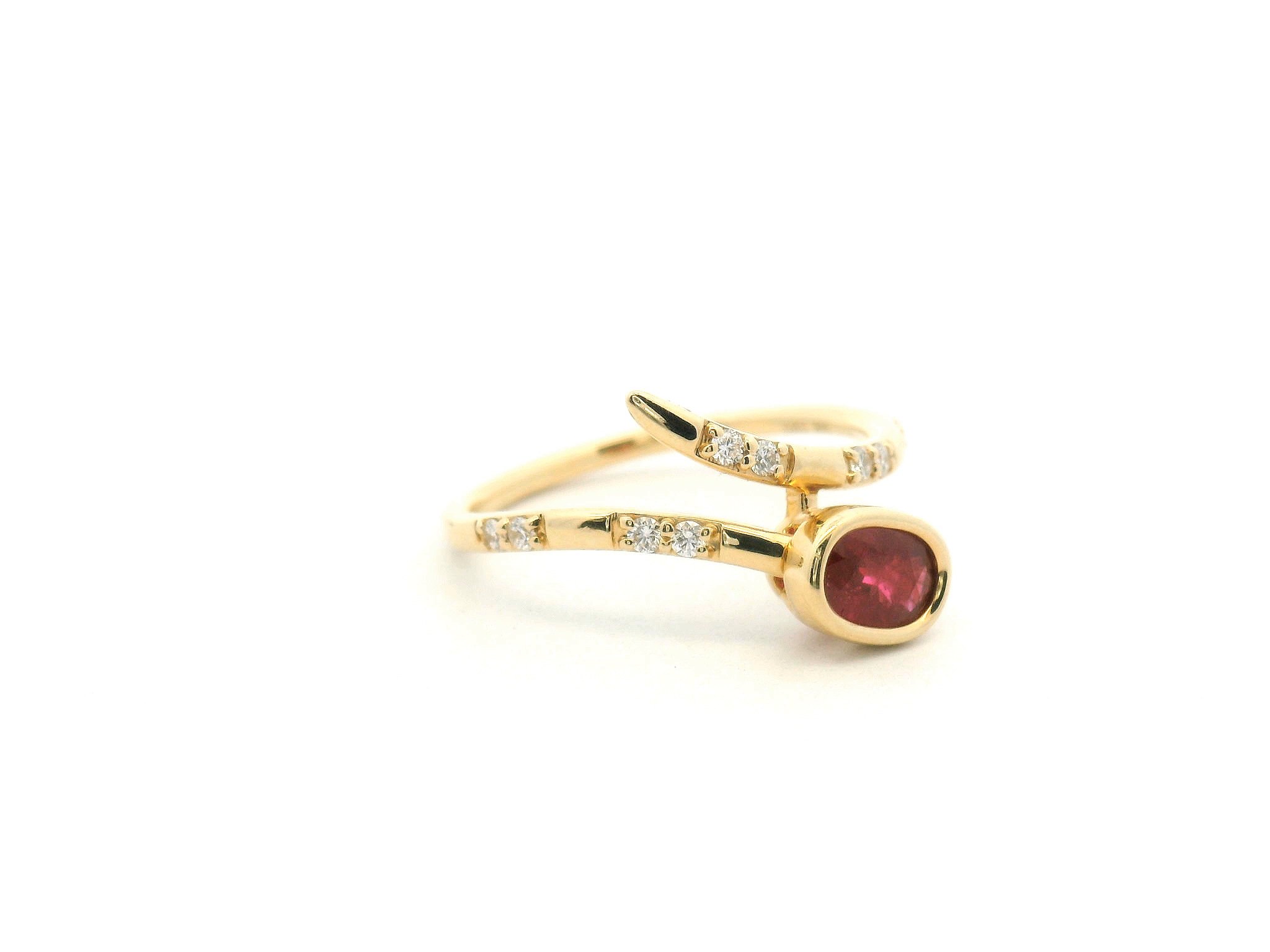 Ruby Bezel and Diamond Wrap Ring