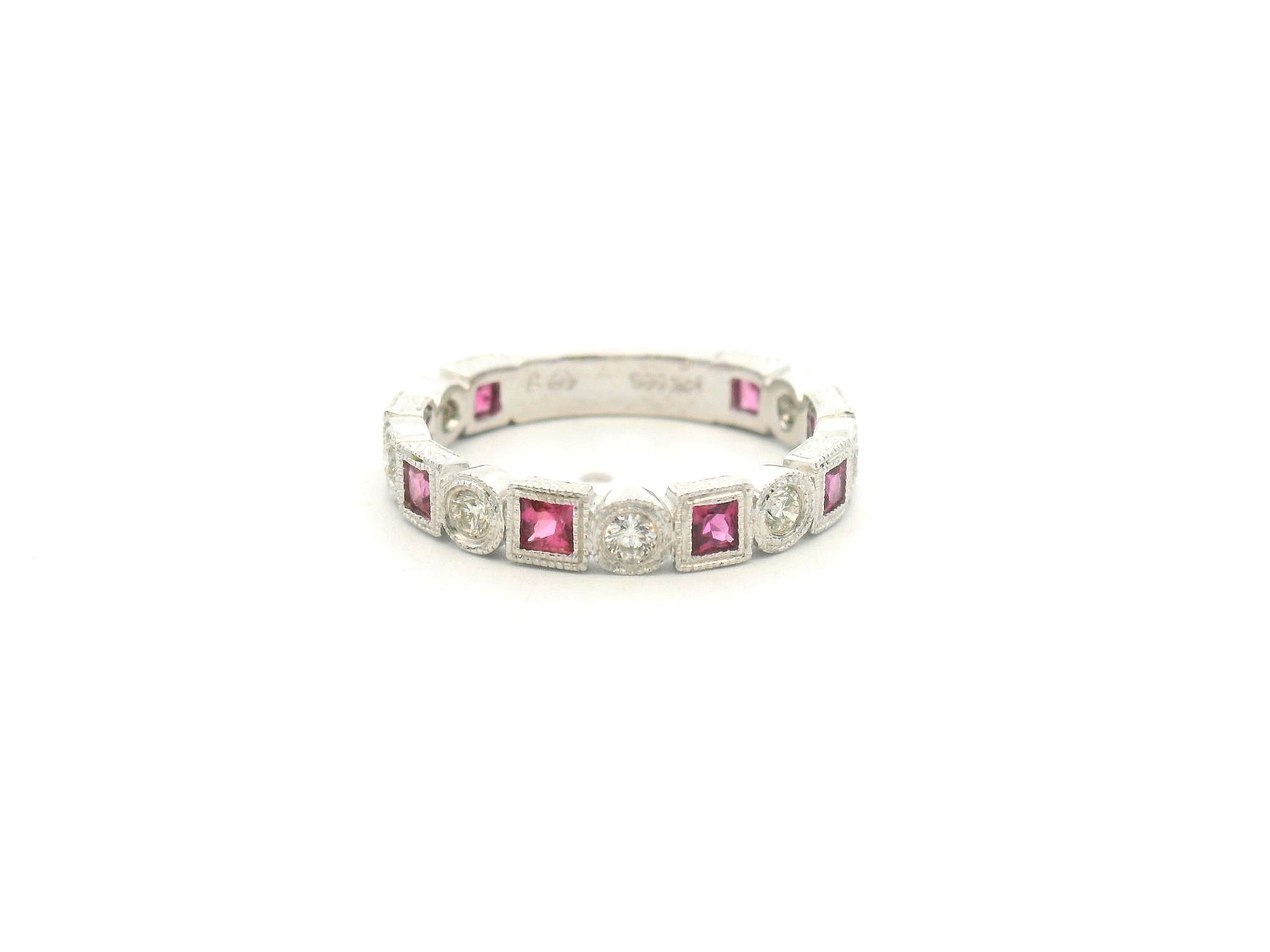 Pink Sapphire and Diamond Alternating Band