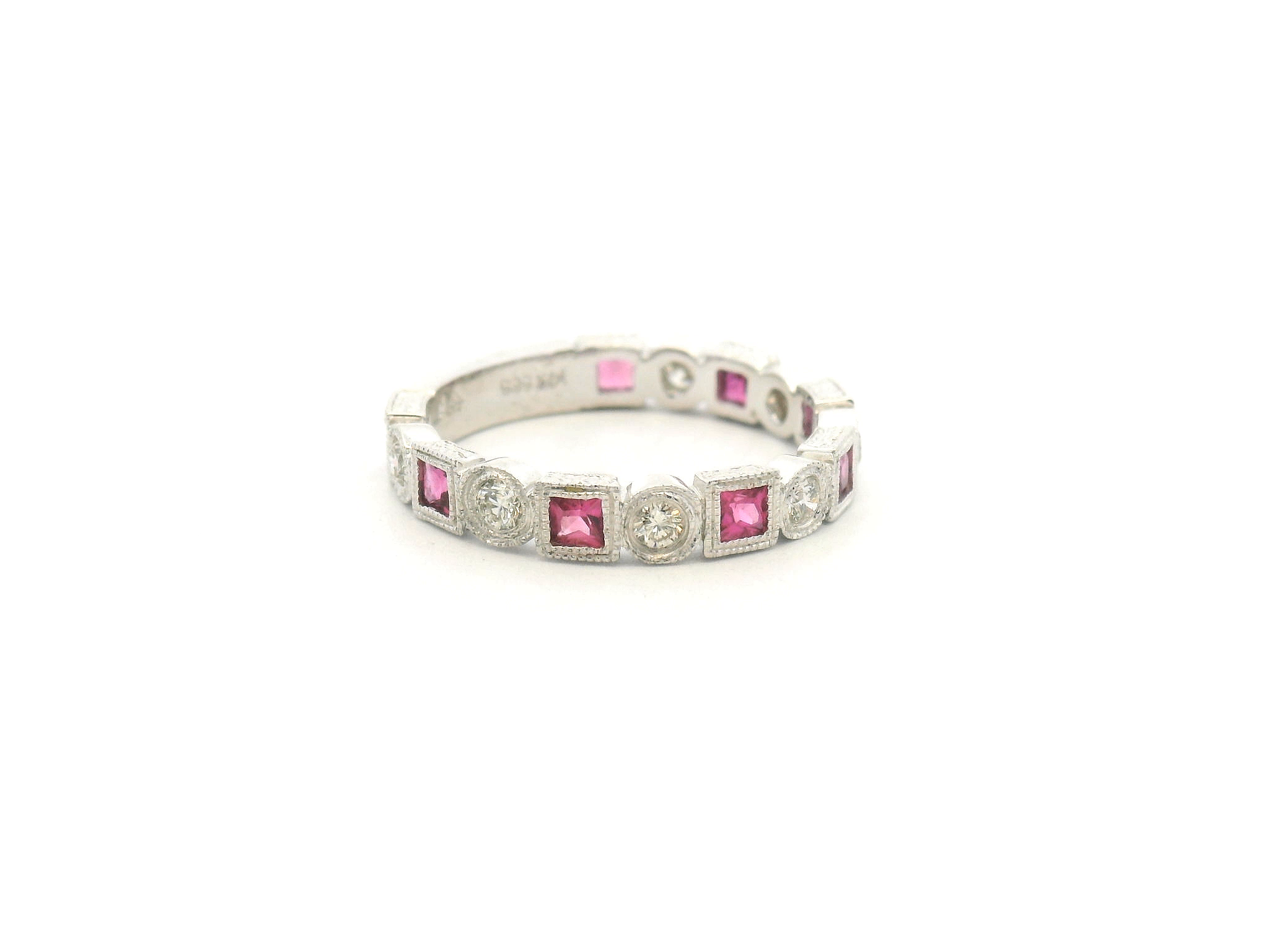 Pink Sapphire and Diamond Alternating Band