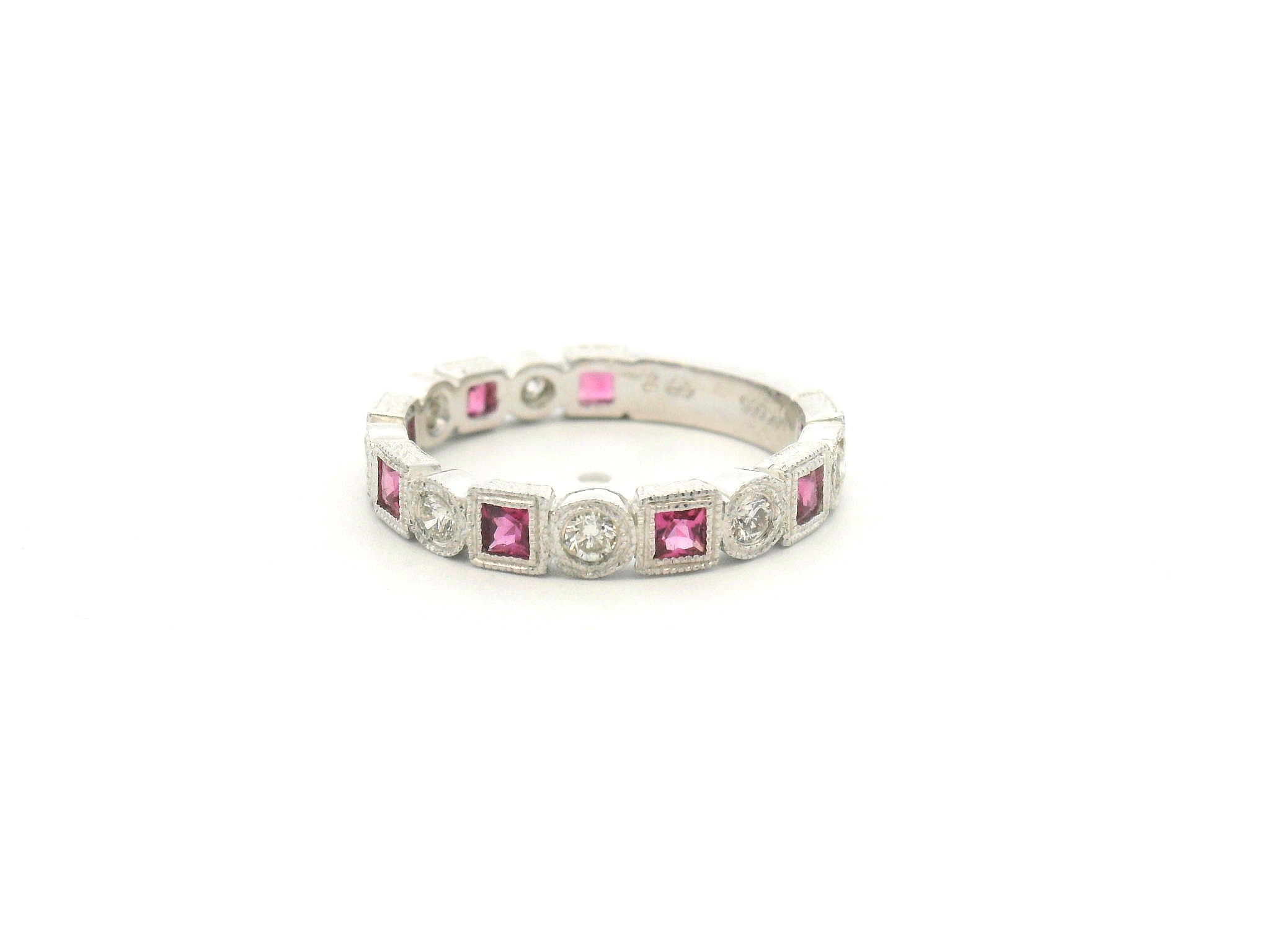Pink Sapphire and Diamond Alternating Band