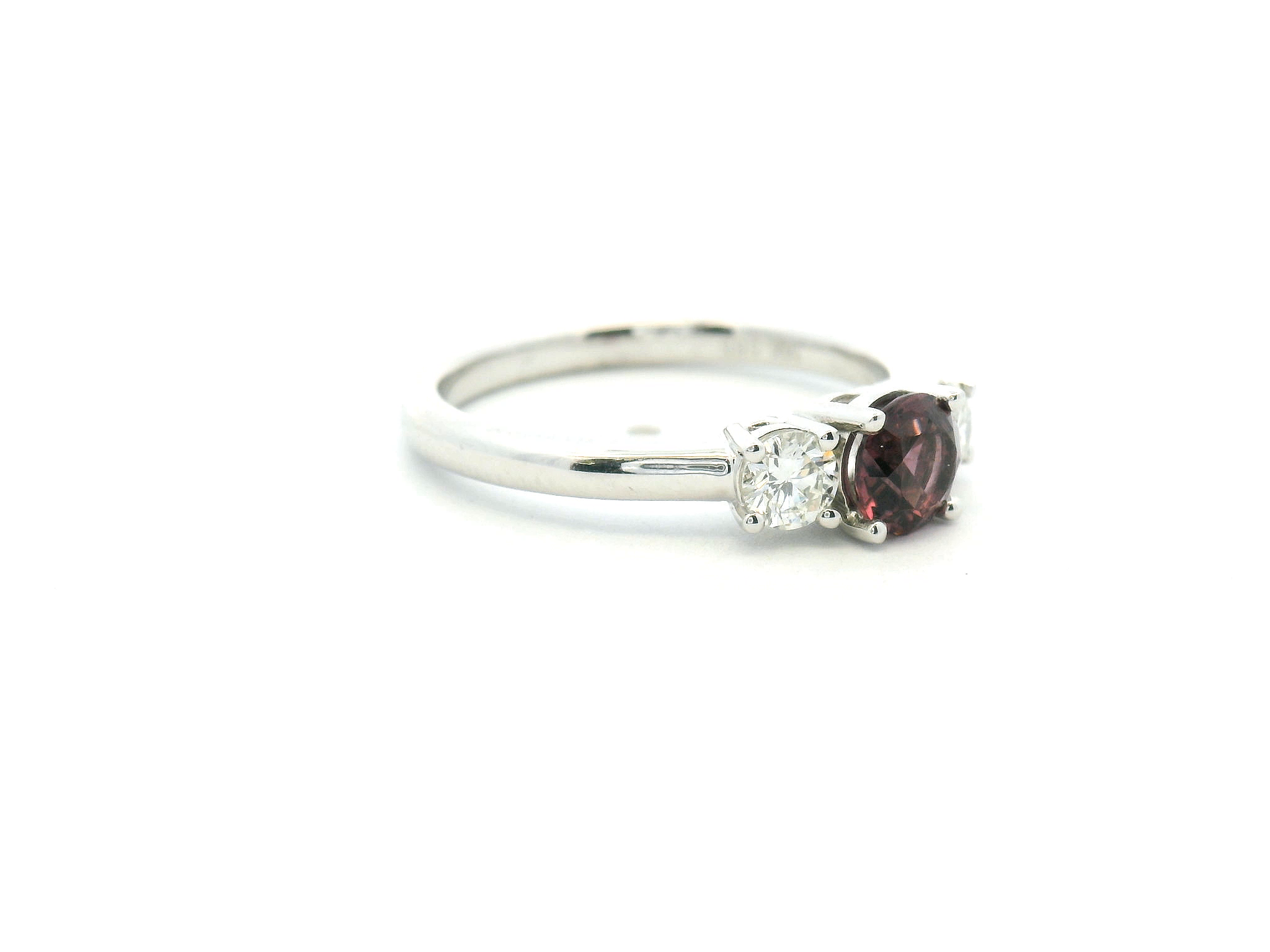 Spinel and Diamond Three Stone Ring