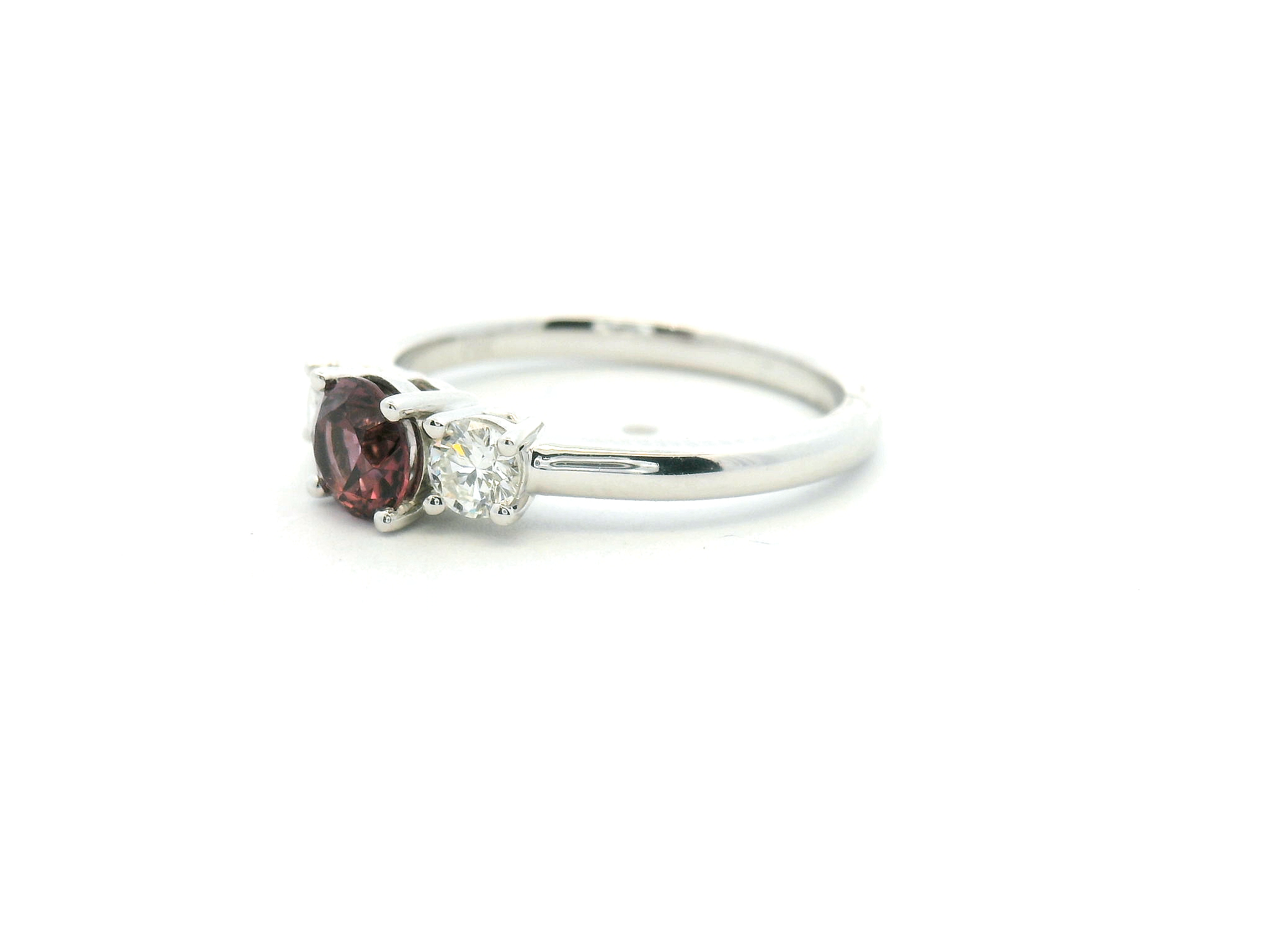 Spinel and Diamond Three Stone Ring