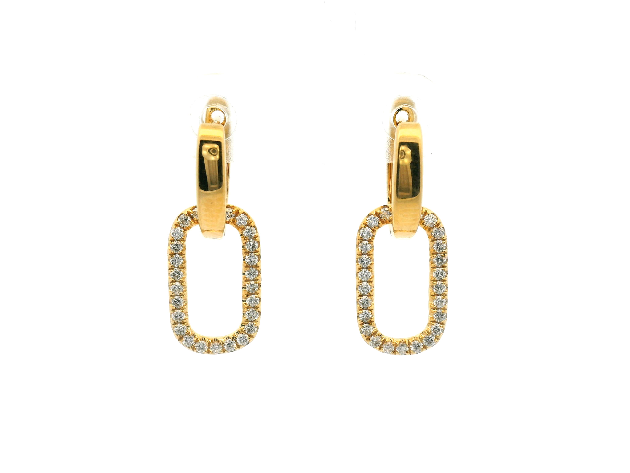 Diamond Oval Link Drop Earrings
