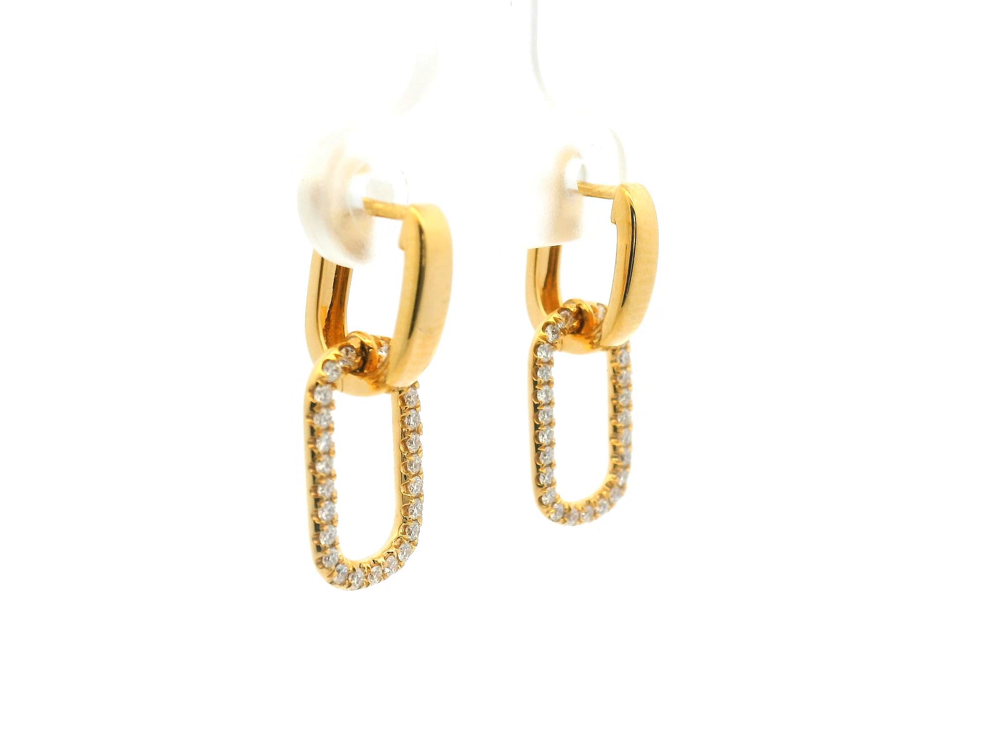 Diamond Oval Link Drop Earrings