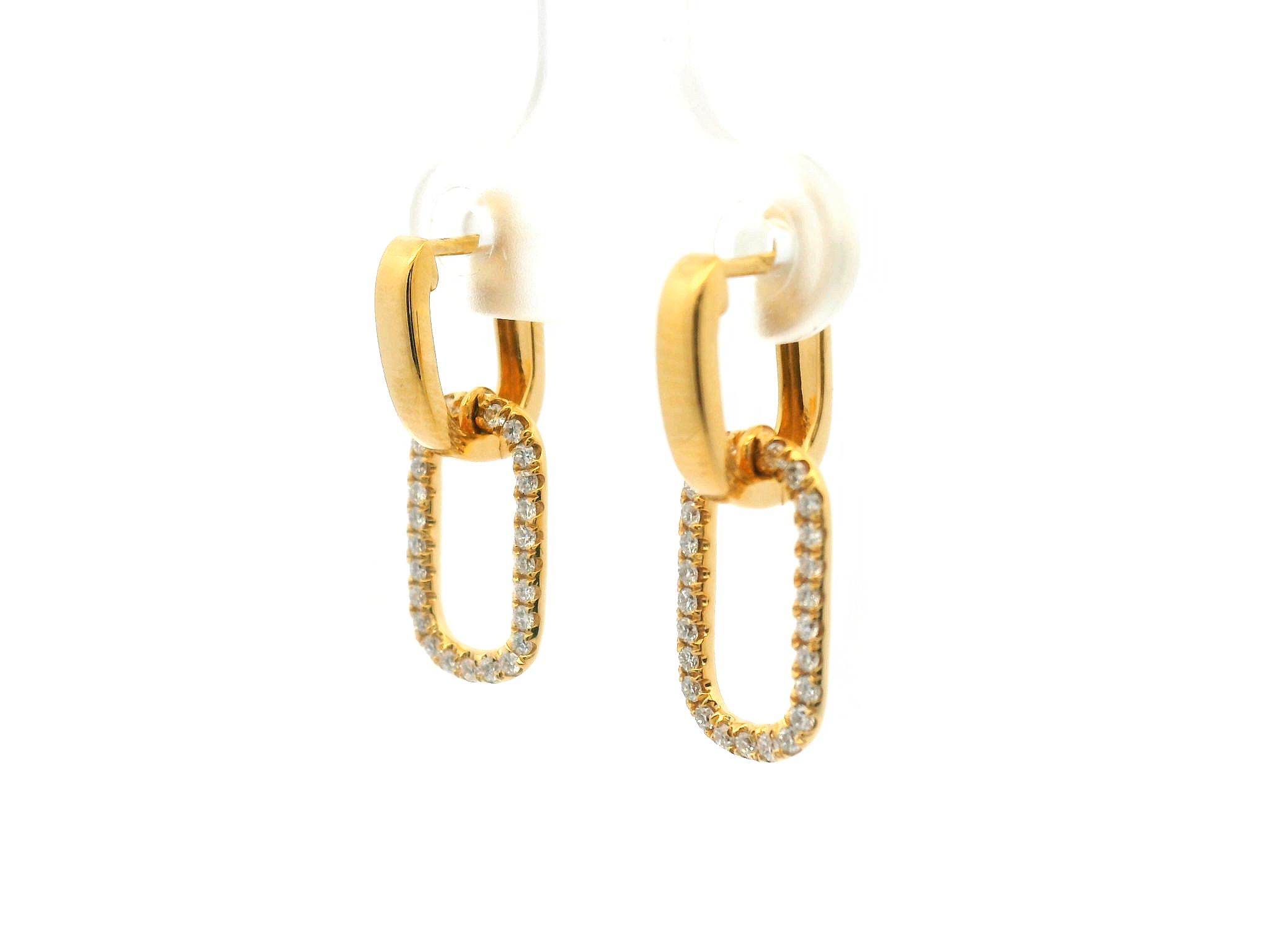 Diamond Oval Link Drop Earrings