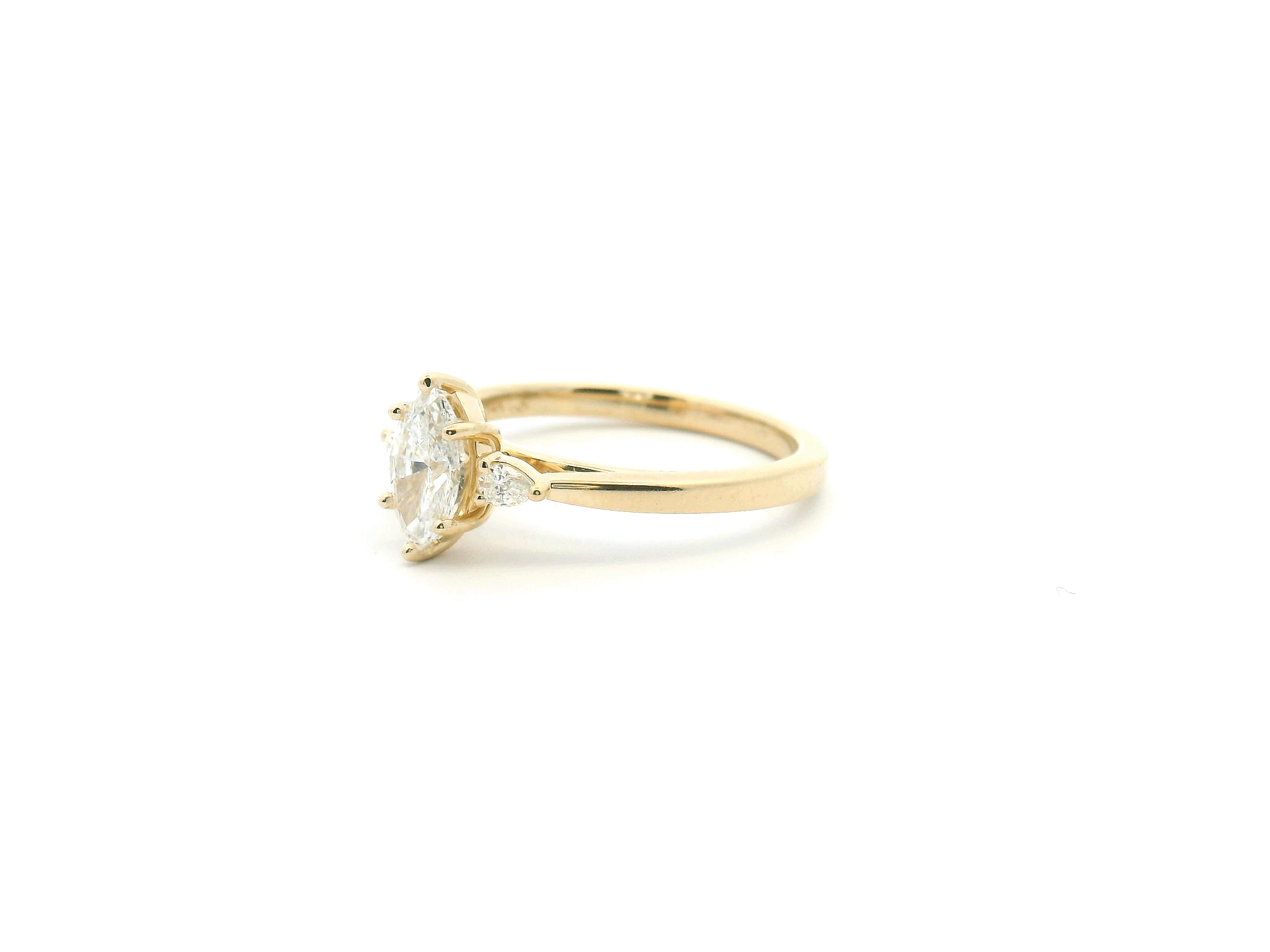 Marquise Diamond Three Stone Engagement Ring with Pear Side Stones