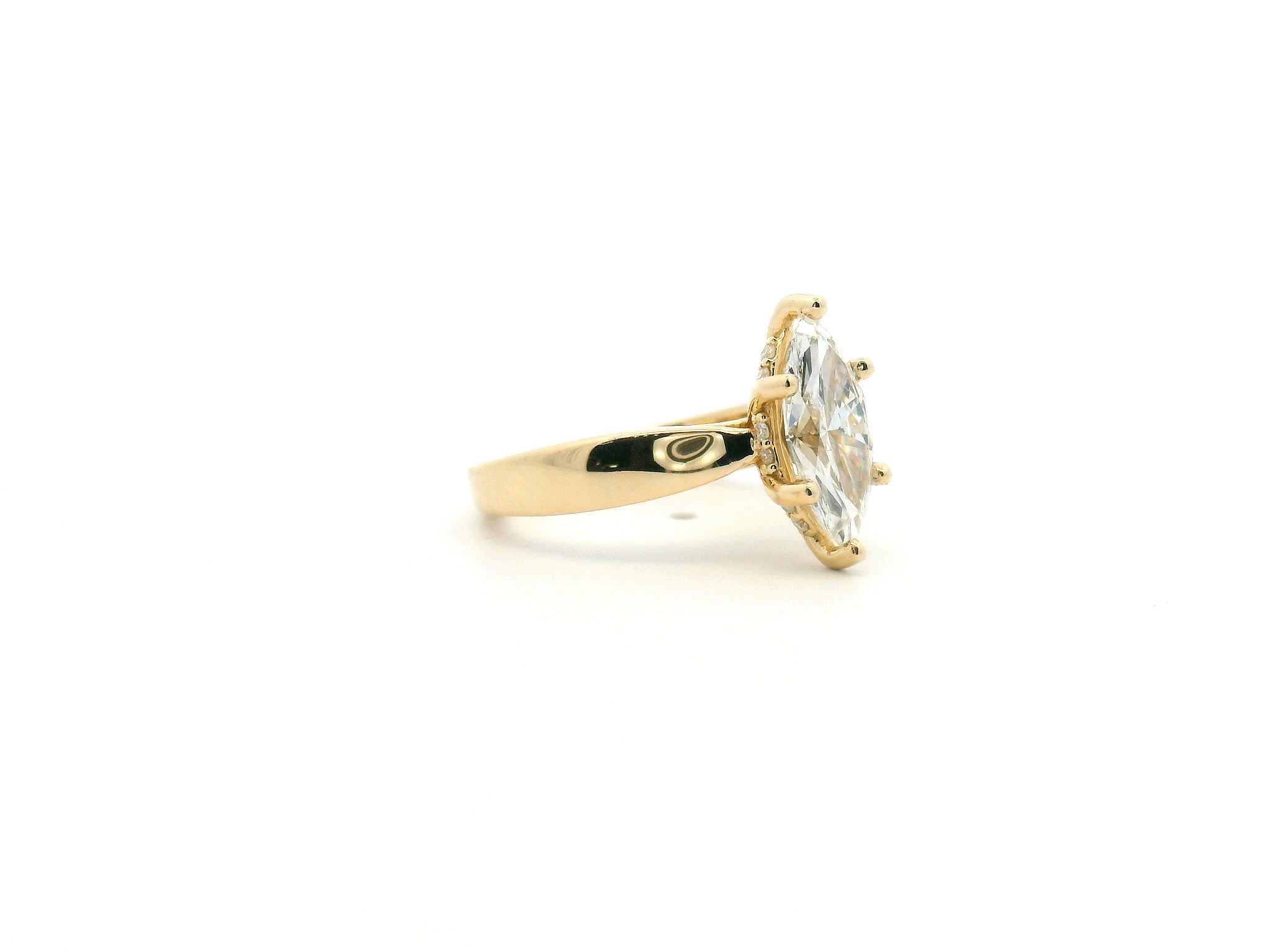 Marquise Hidden Halo Cathedral Engagement Ring