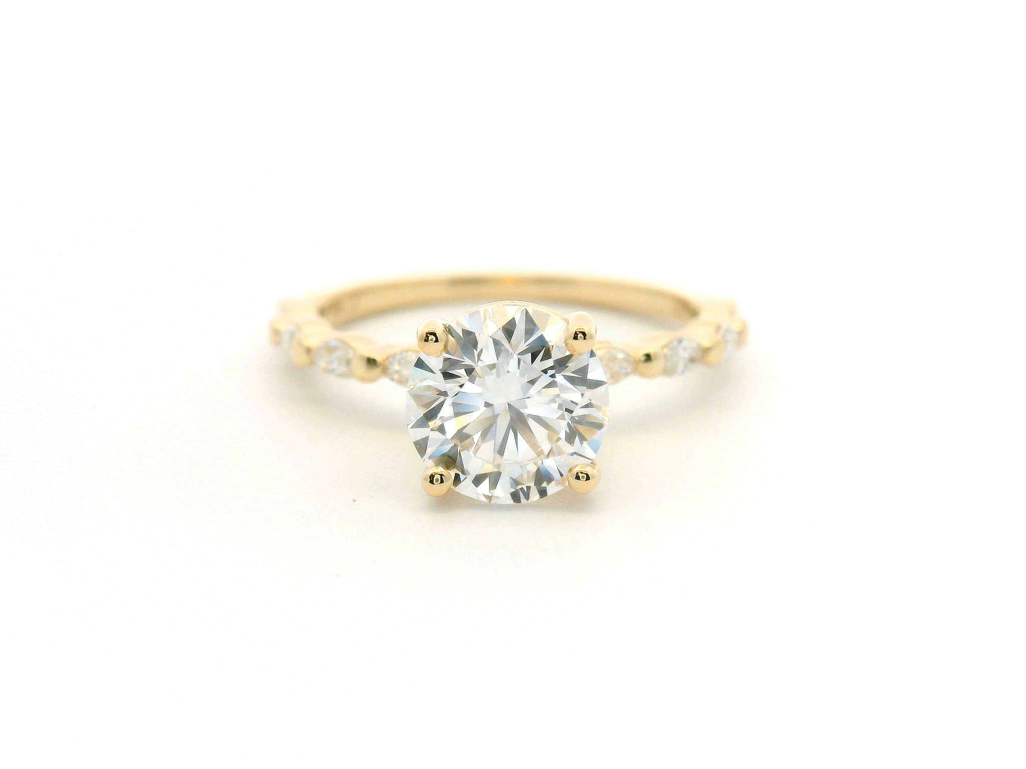 Round Diamond Marquise Accent Engagement Ring