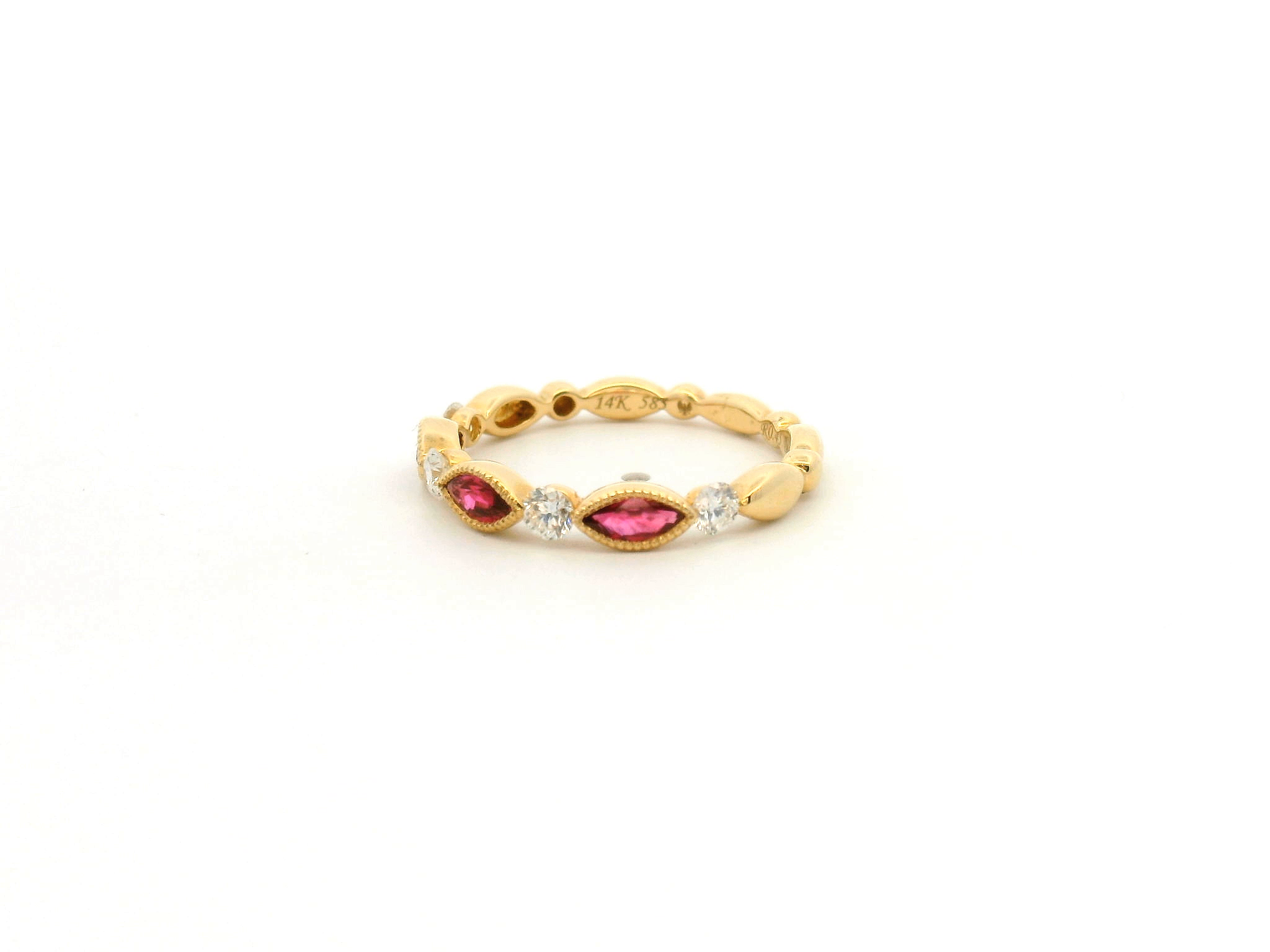 Ruby and Diamond Marquise Band